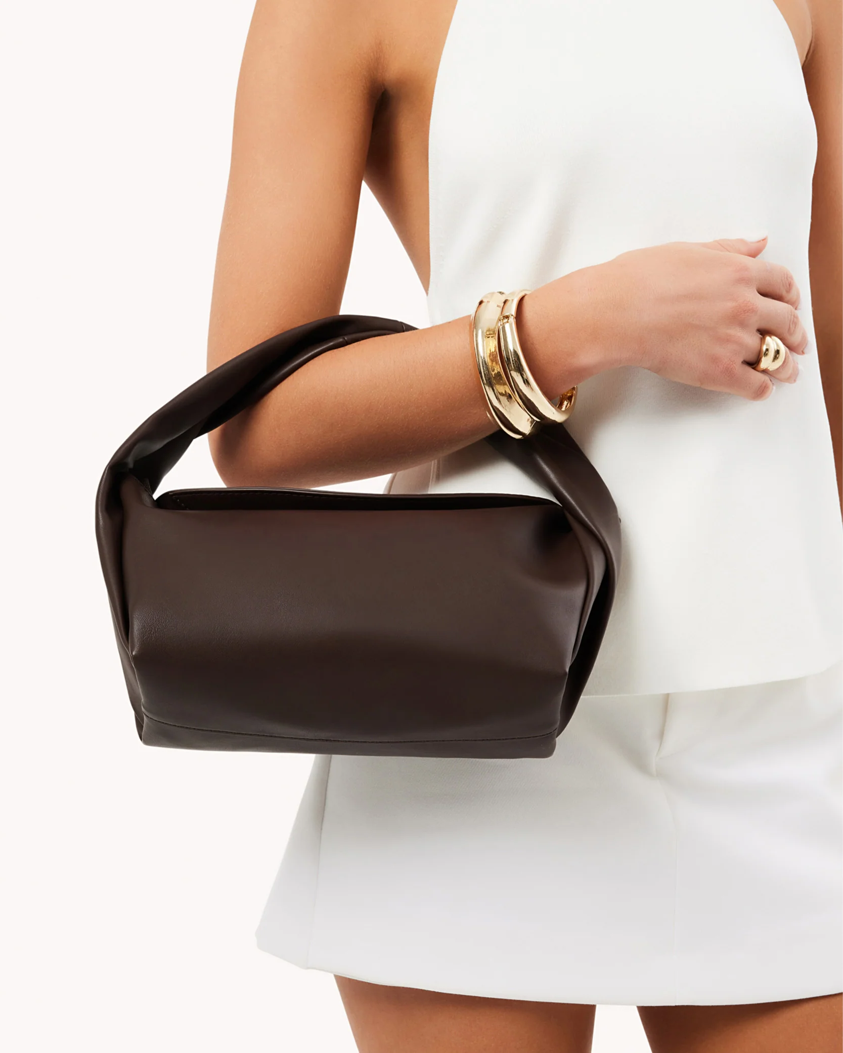 OLIVE HANDLE BAG - CHOCOLATE