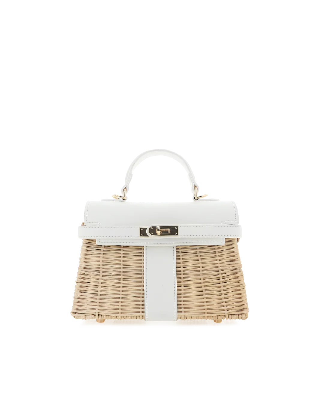 HARIETTE RATTAN HANDLE BAG - RATTAN-WHITE