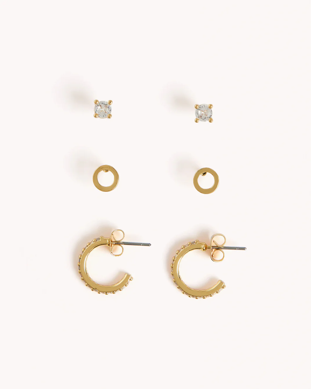 INITIAL 3 PACK EARRINGS  - GOLD PLATED 18K