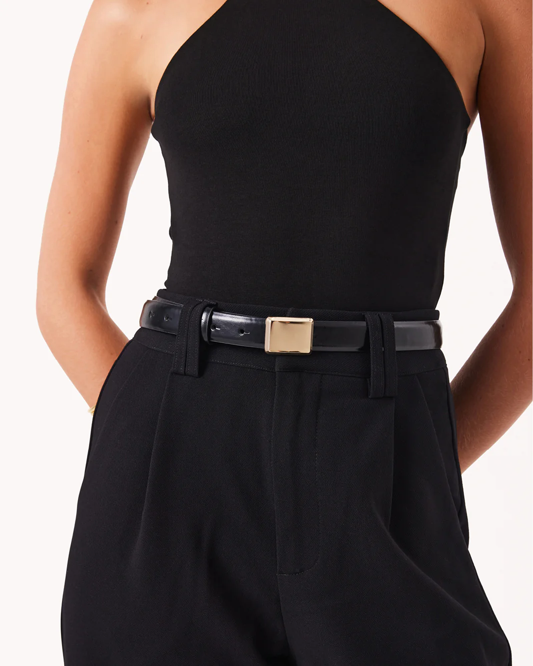 COBY BELT - BLACK SHINE-GOLD
