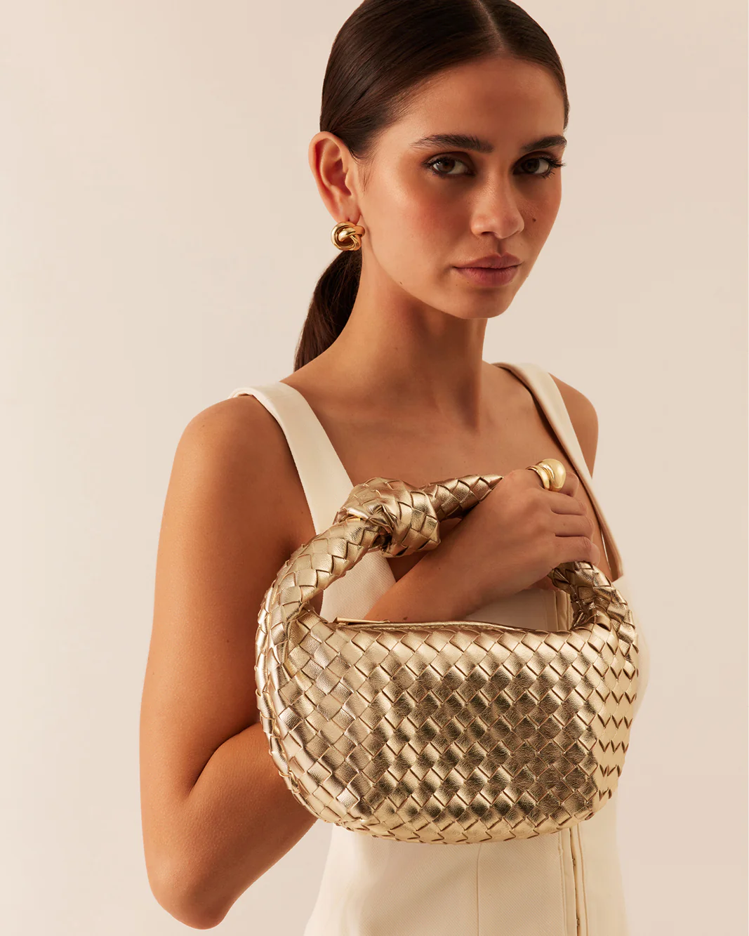 KERI HANDLE BAG - GOLD METALLIC