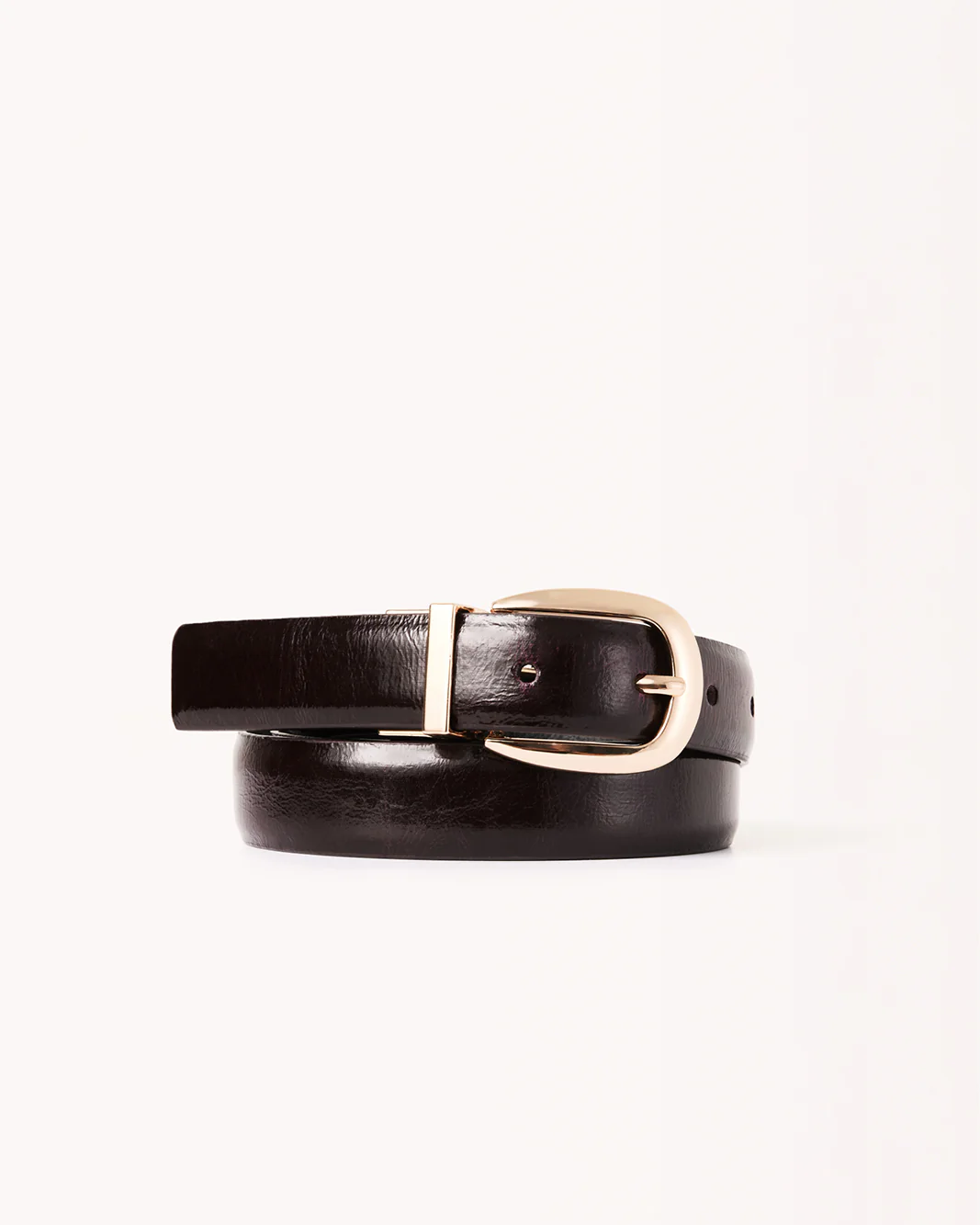 CAROLINE REVERSIBLE BELT - MERLOT PATENT-BLACK-GOLD
