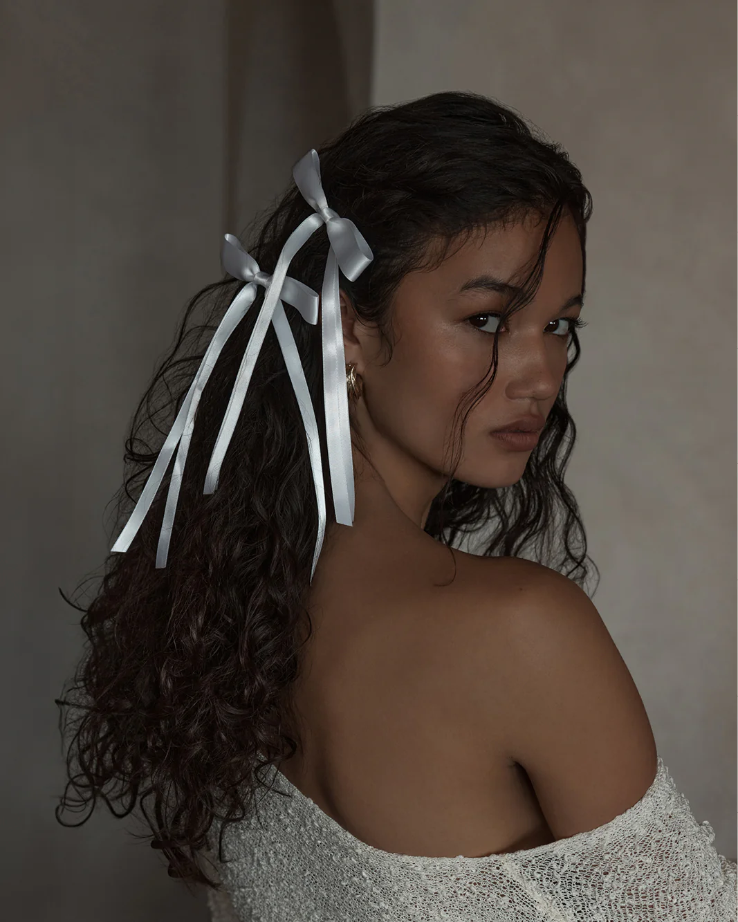BOW HAIR CLIP 2 PACK - WHITE