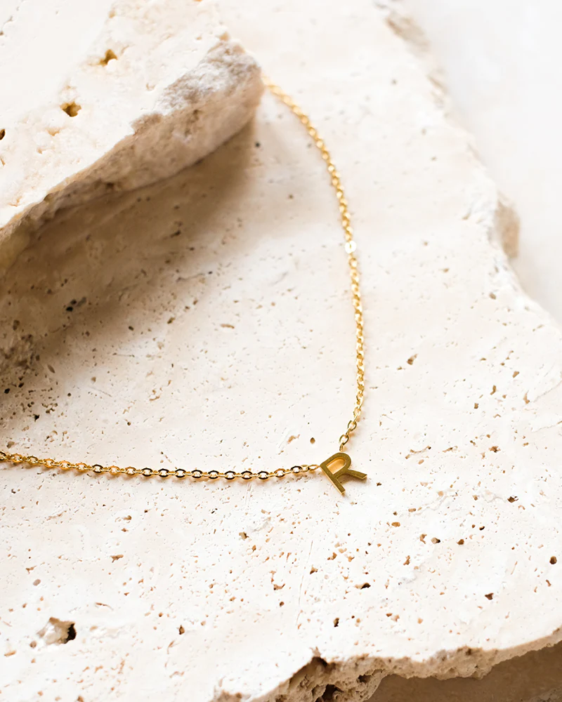 INITIAL GOLD PLATED NECKLACE - GOLD