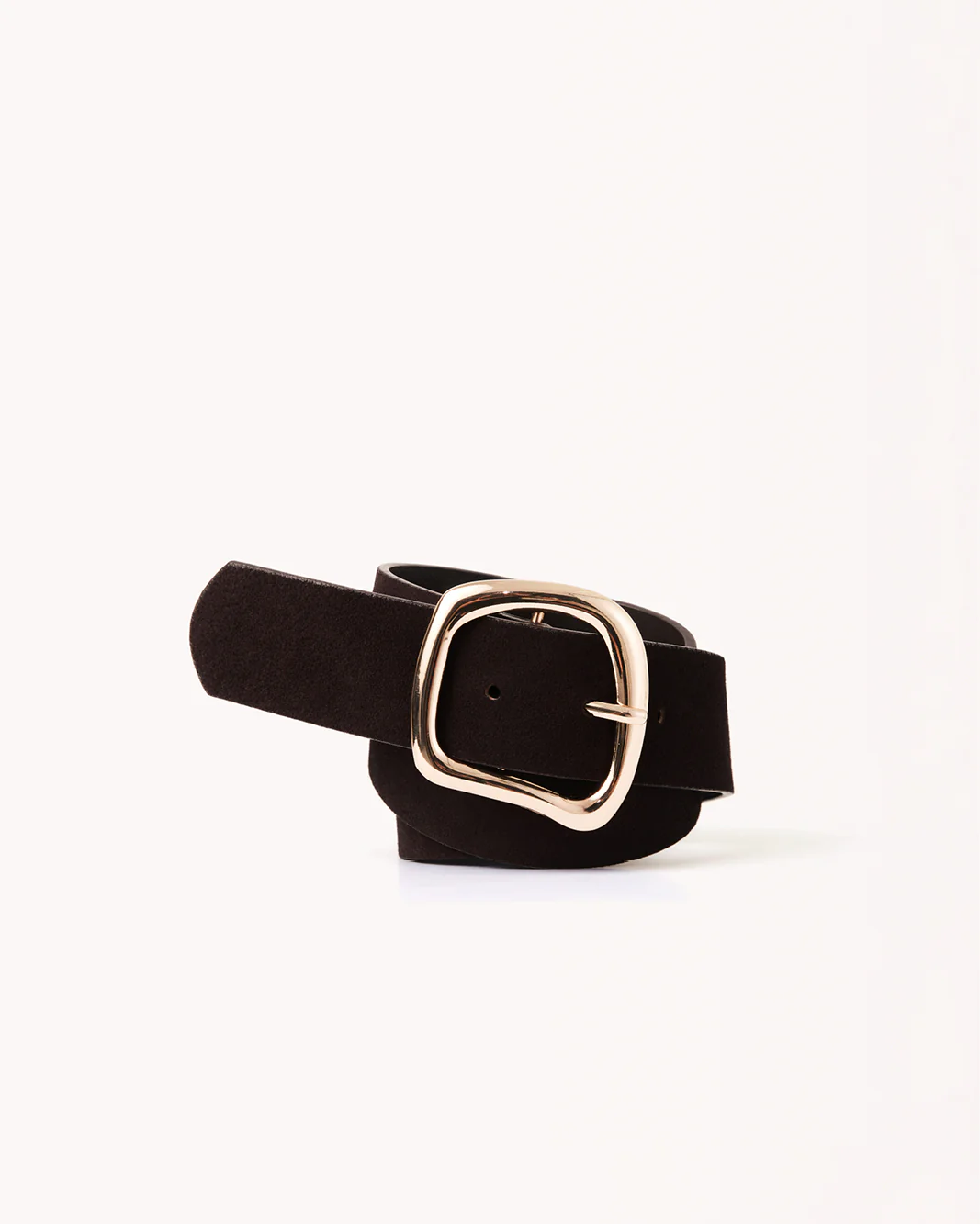 CHERIE BELT - DARK CACAO SUEDE LEATHER-GOLD