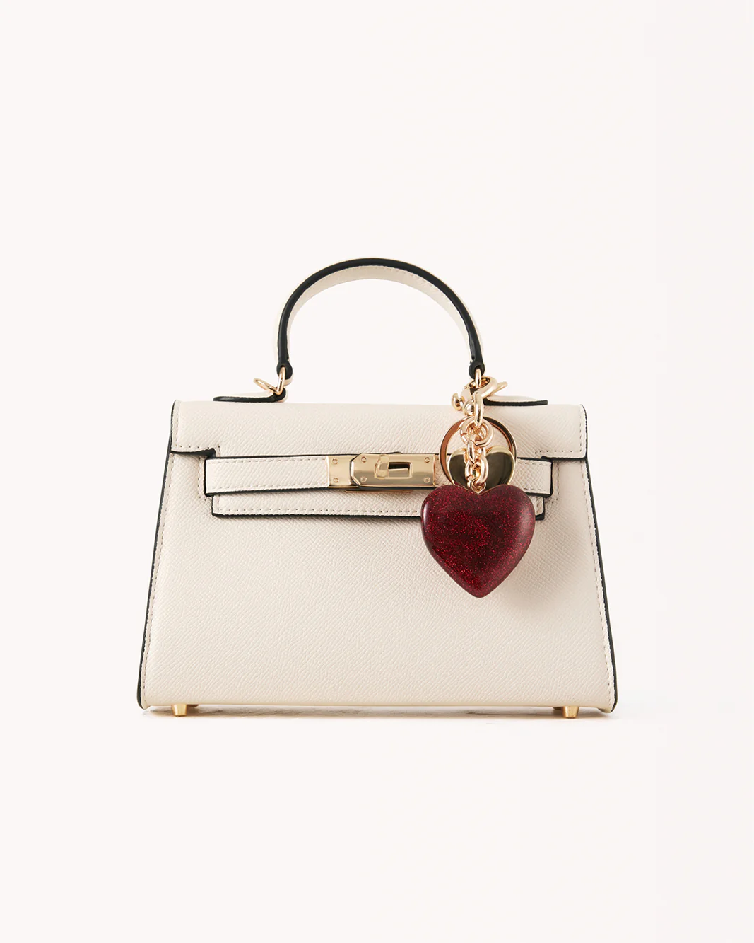 HEART BAG CHARM - GOLD-RED
