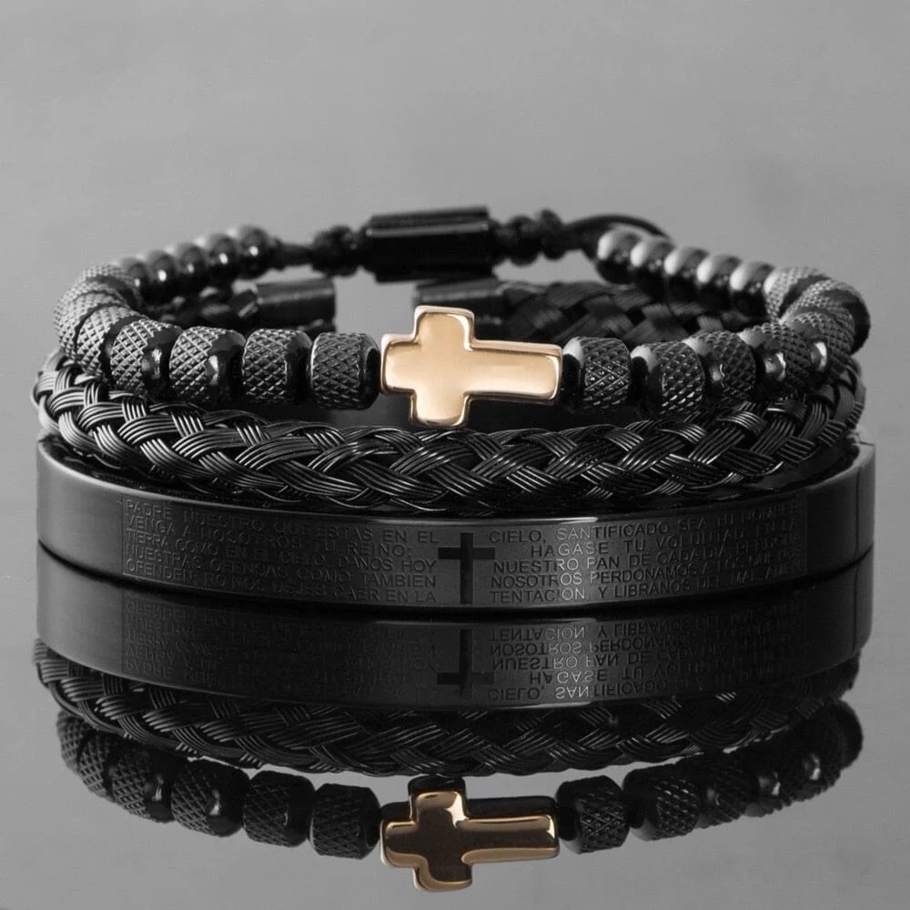 WWJD Luxury Cross Charm Set Stainless Steel Bracelet