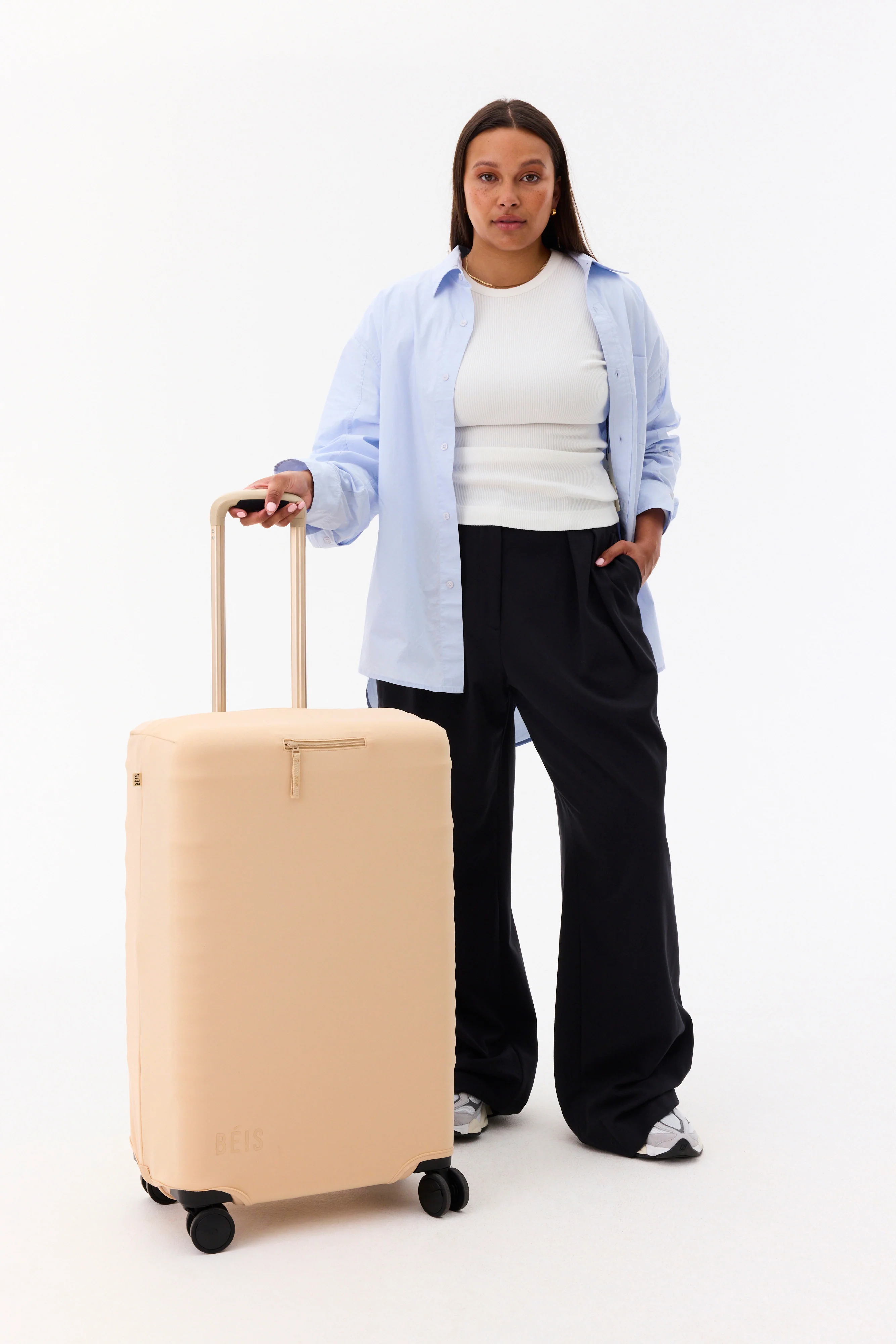 BEIS 'The Medium Check-In Luggage Cover in Beige