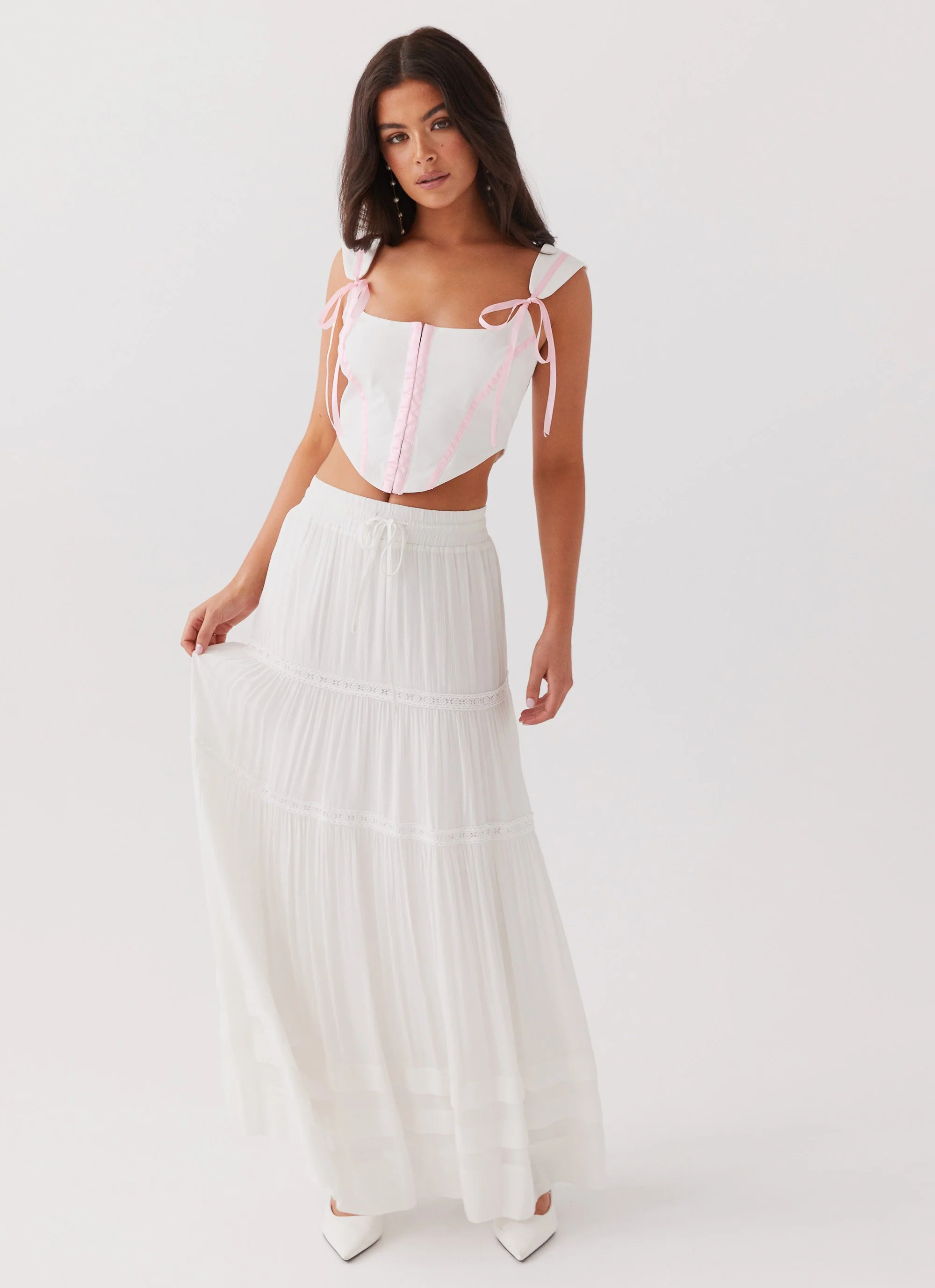 Love Letters Bow Bustier Top - Pink Ribbon