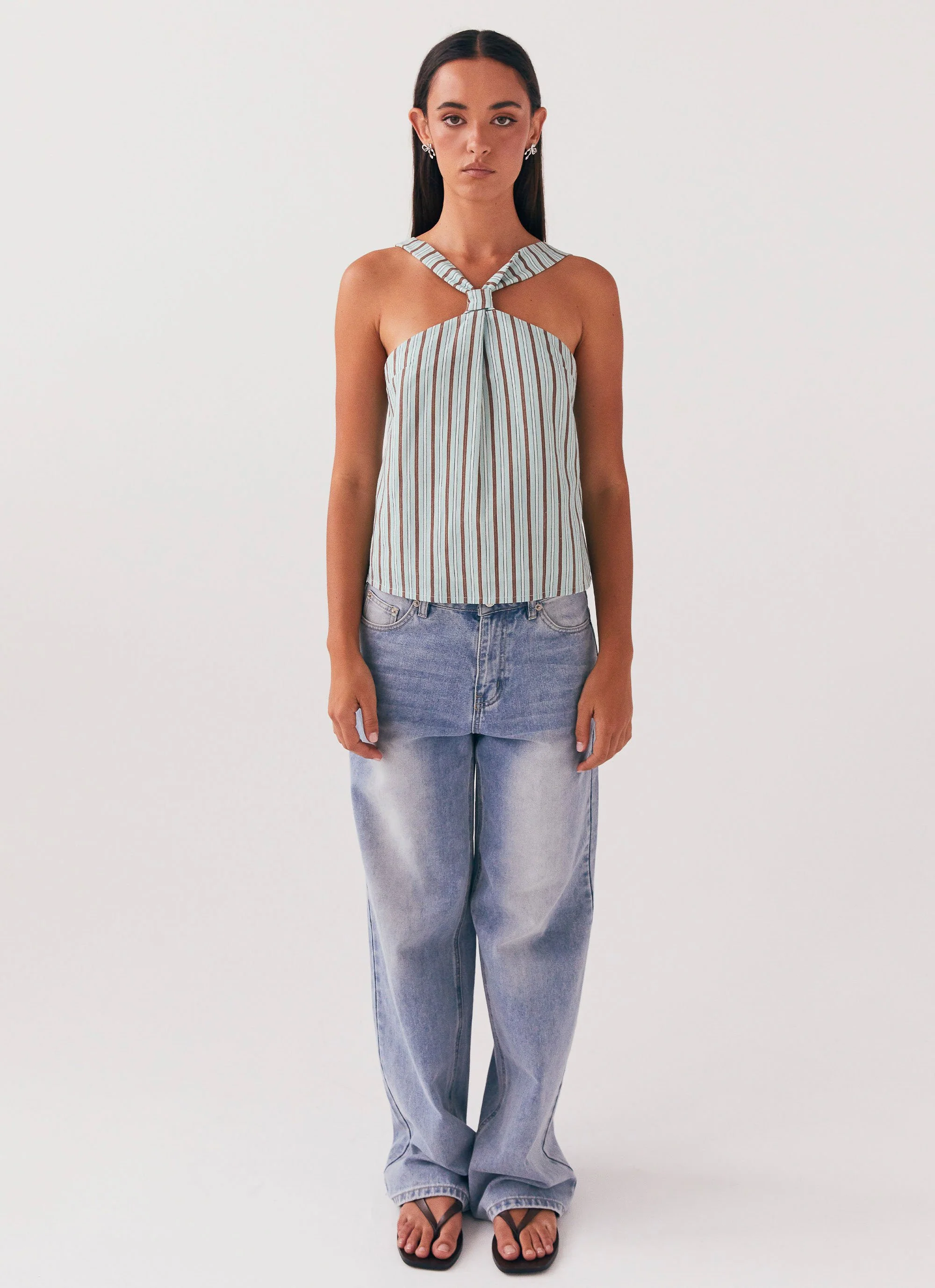 Keira Linen Top - Coastal Stripe
