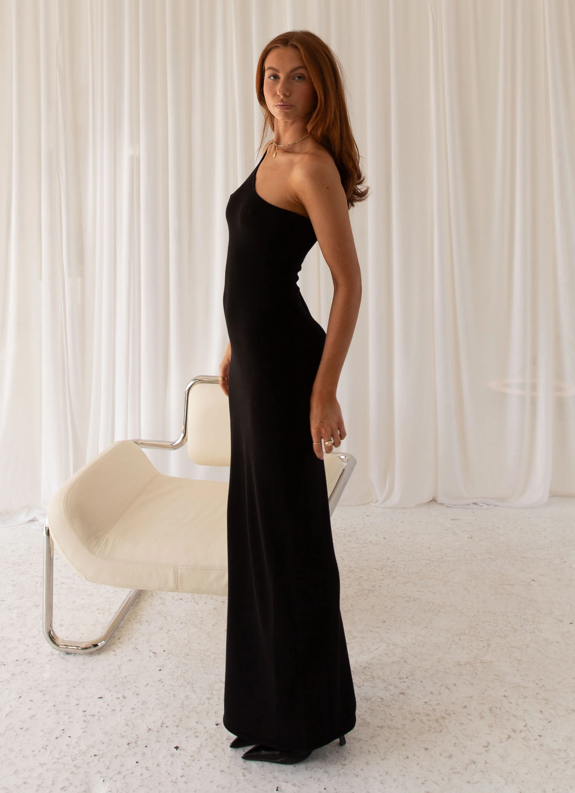 Twin Flame Knit Maxi Dress - Black