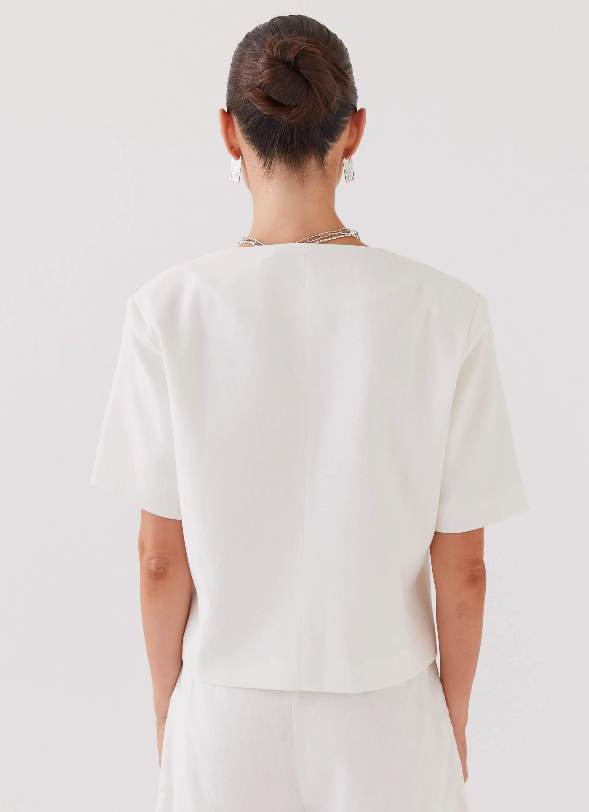 Hacienda Linen Short Sleeve Blazer - White