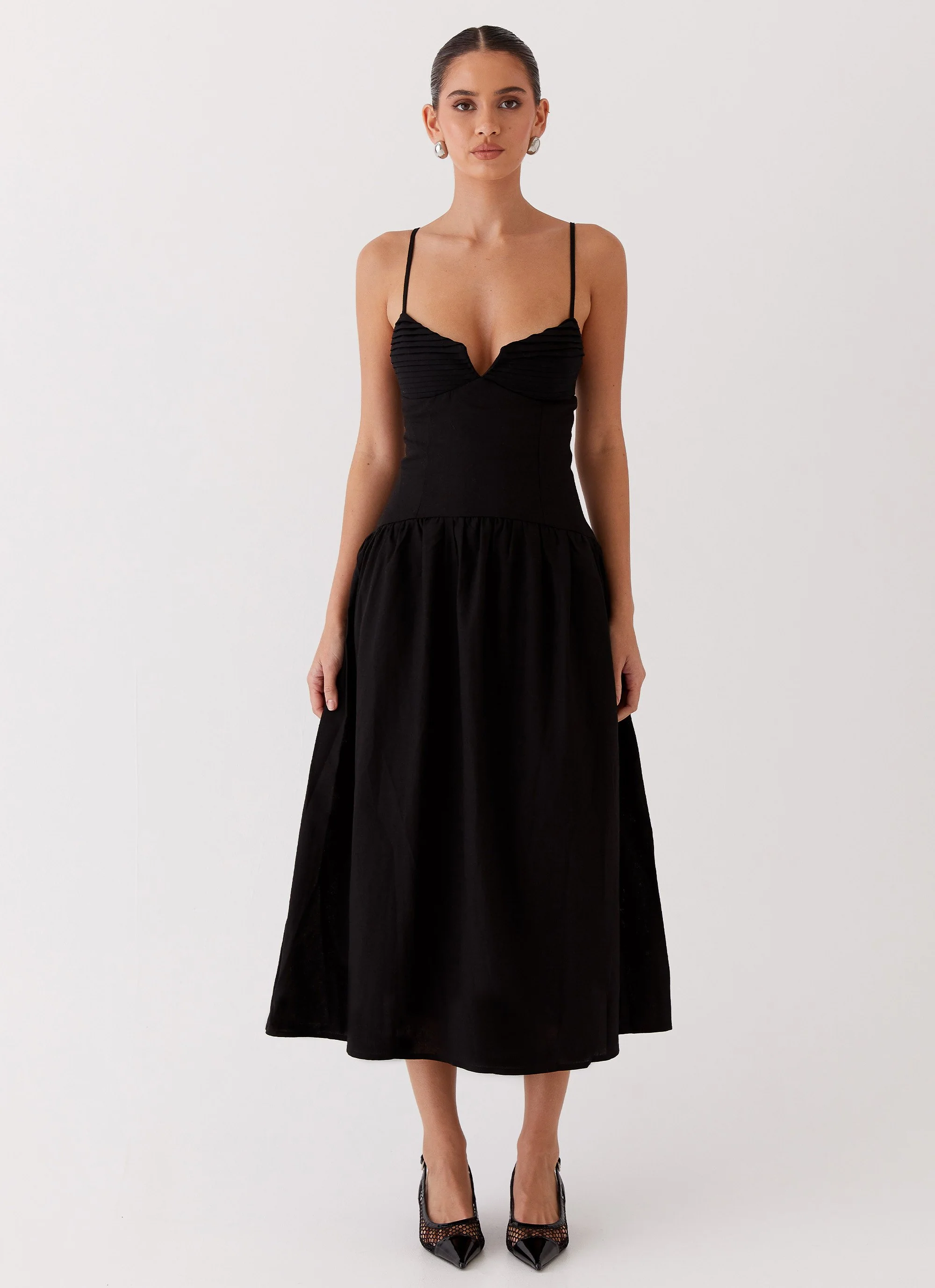 Louvelle Linen Maxi Dress - Black