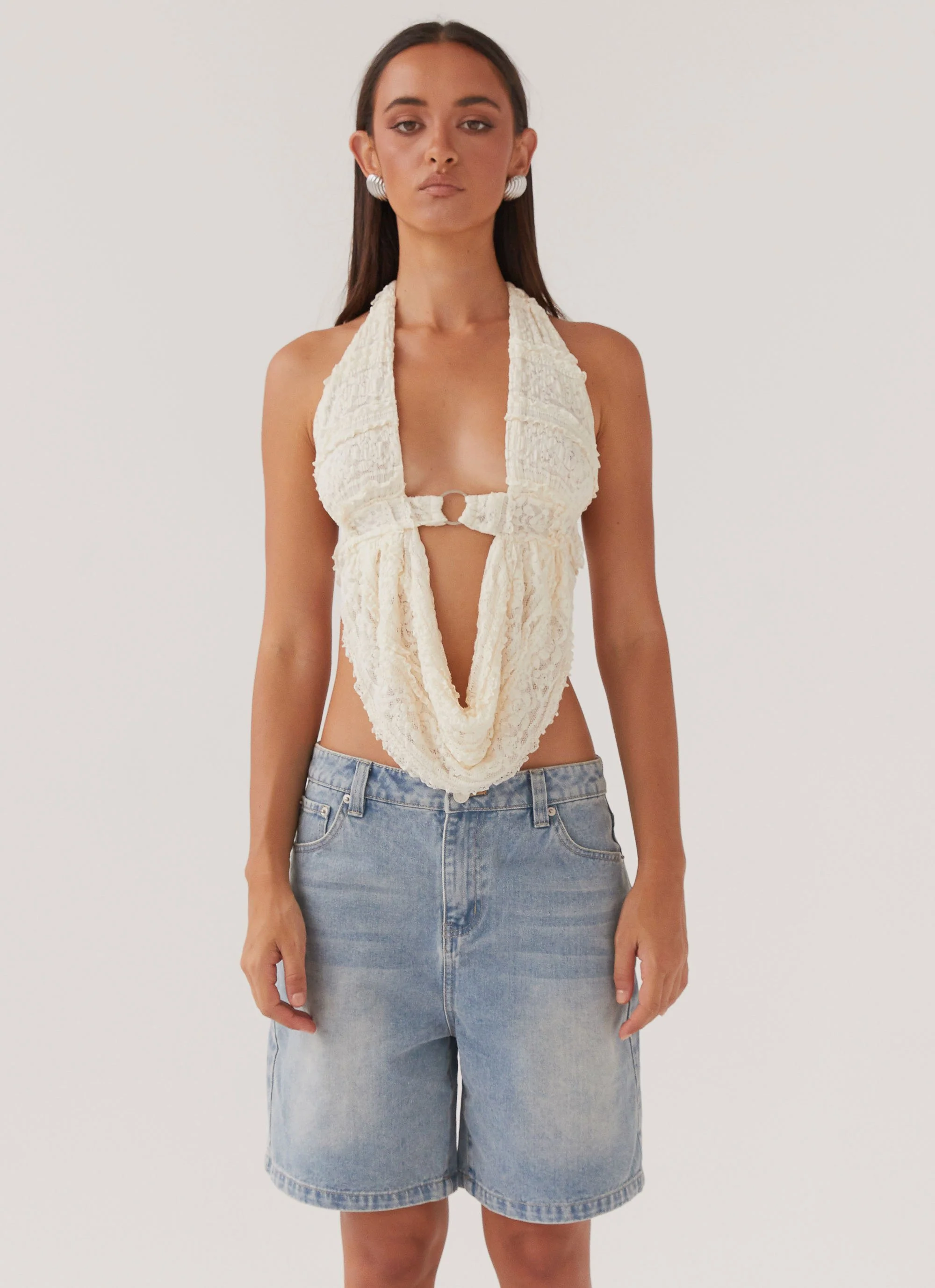 Island Hues Halter Top - Ivory