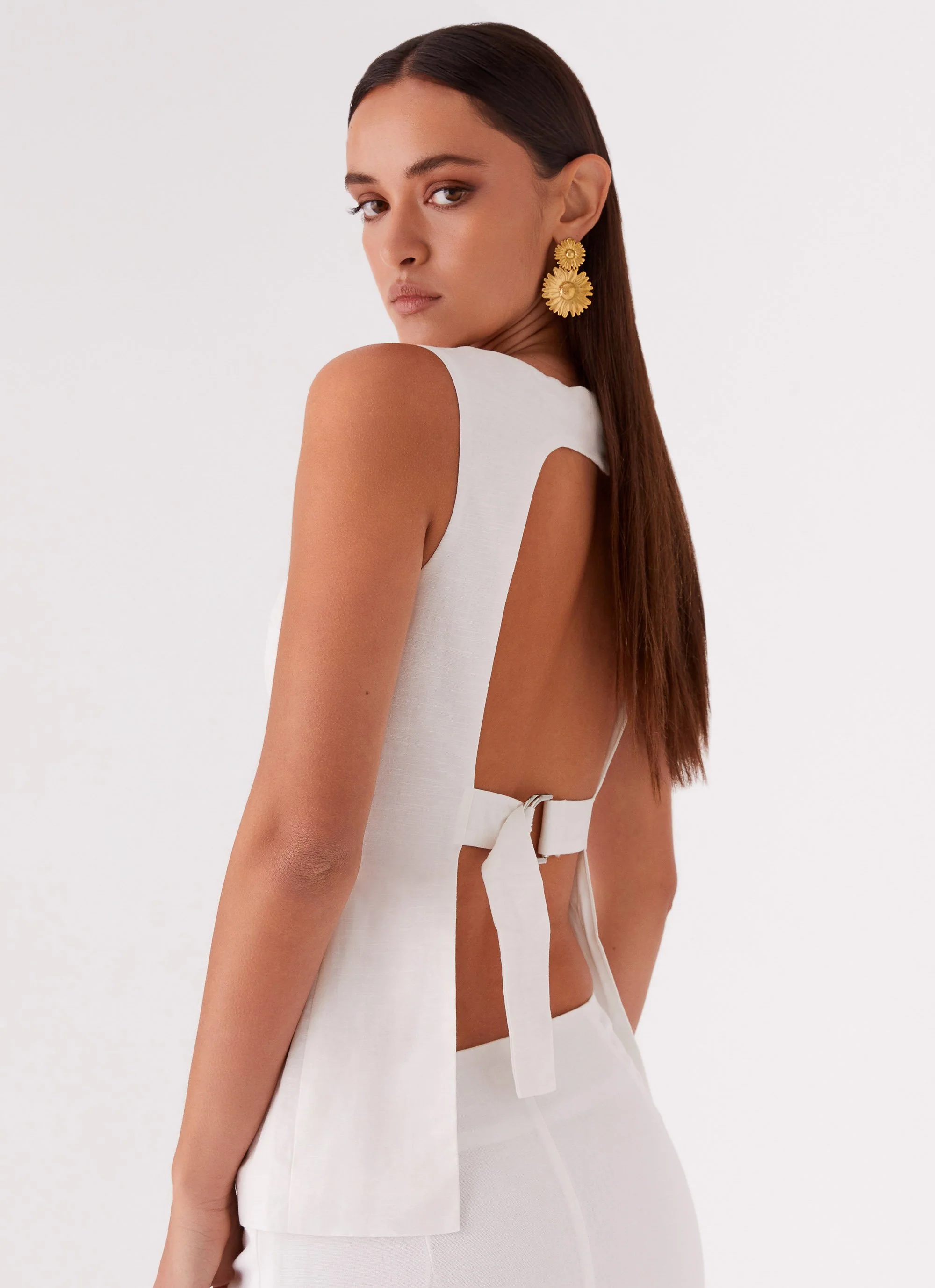 Mooney Linen Top - White