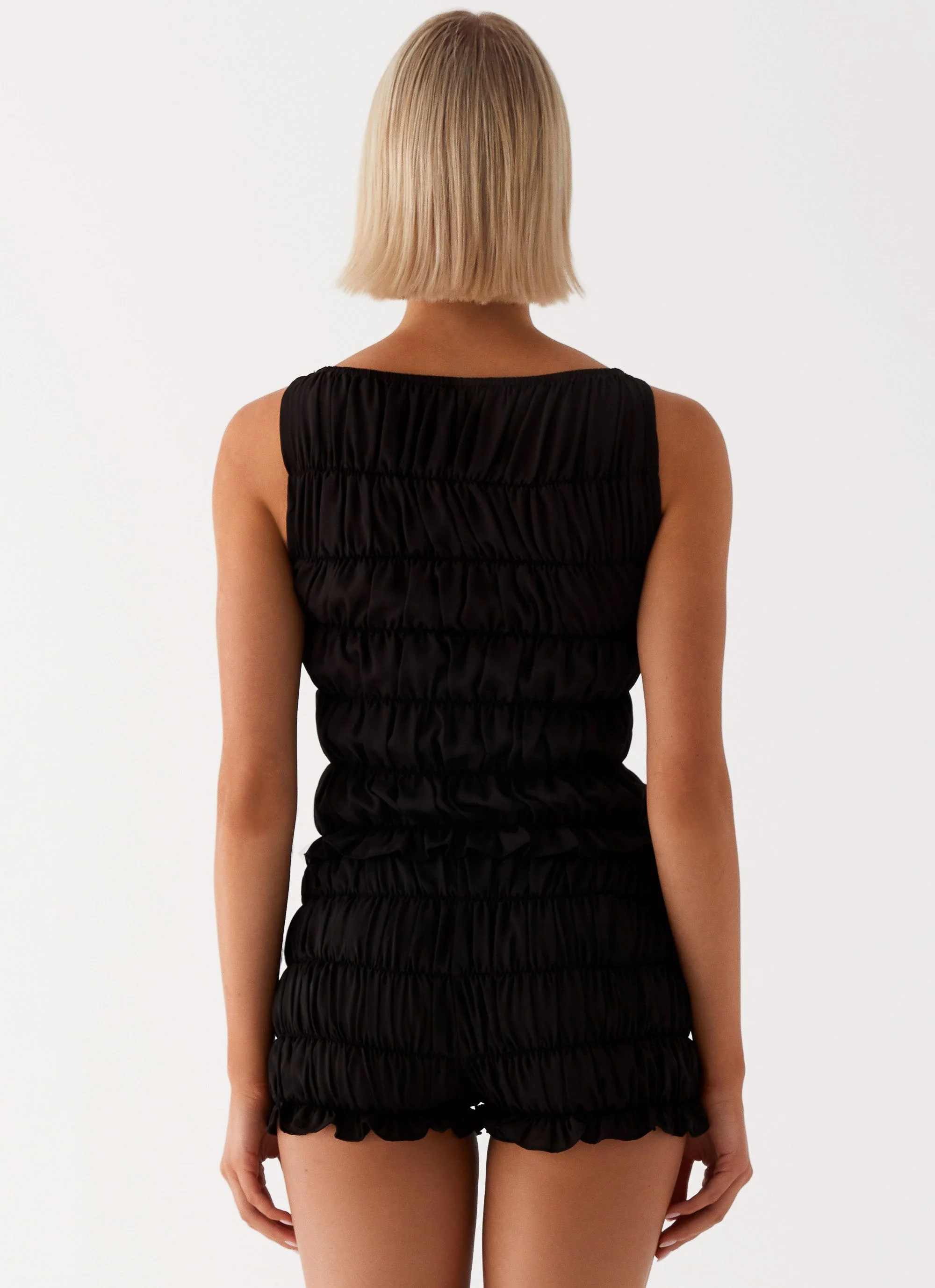 Messina Ruched Tank Top - Black