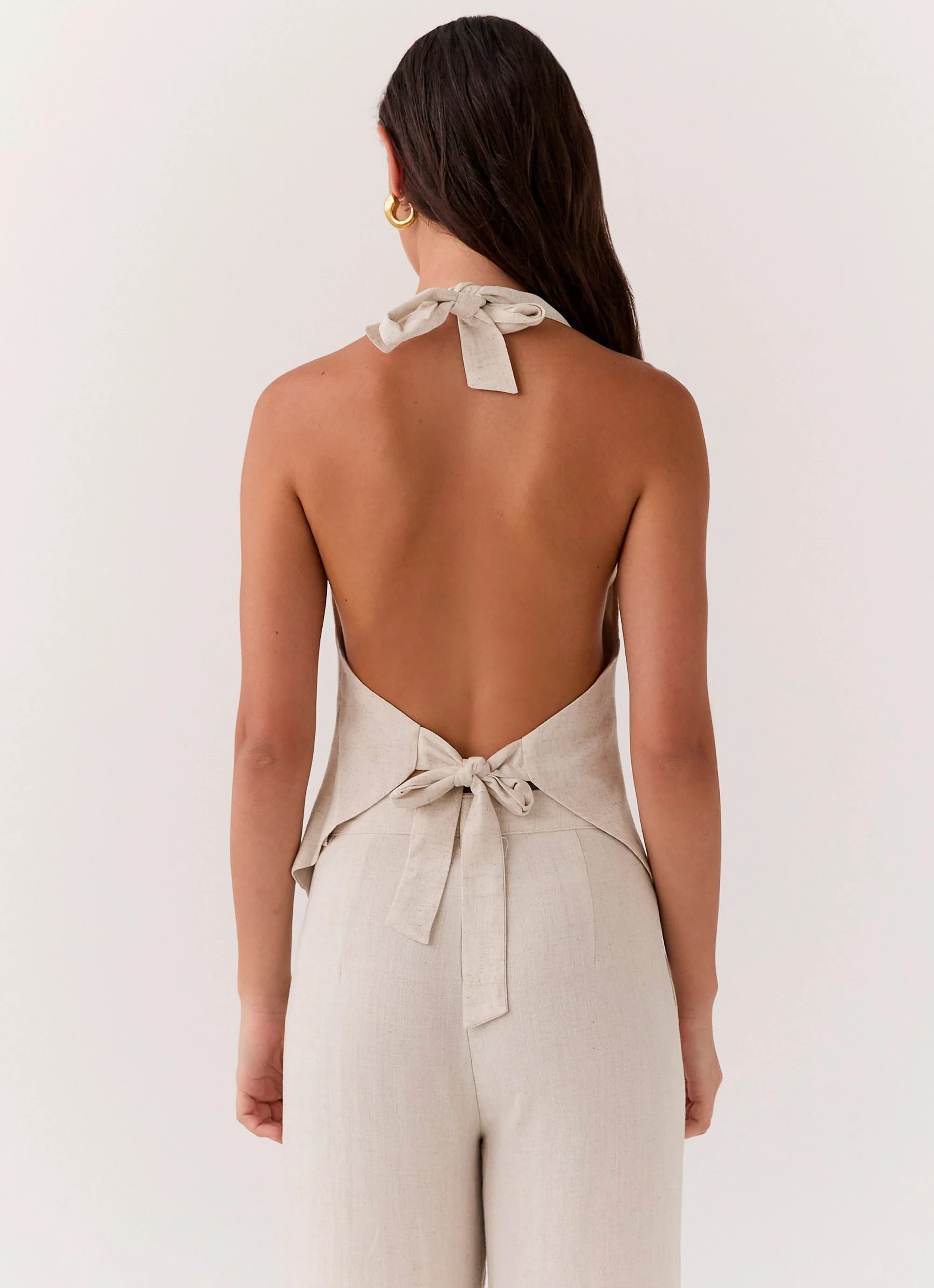 Heatwave Linen Apron Top - Oatmeal