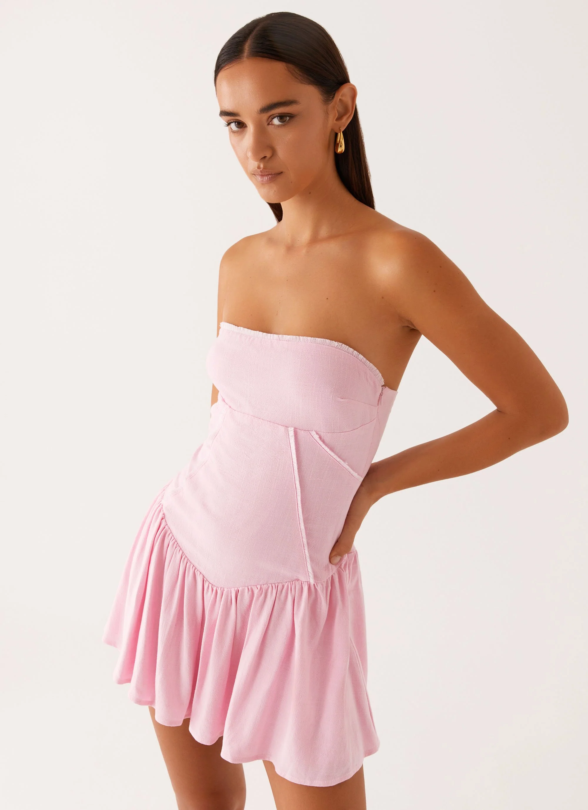 Larnie Linen Mini Dress - Pink