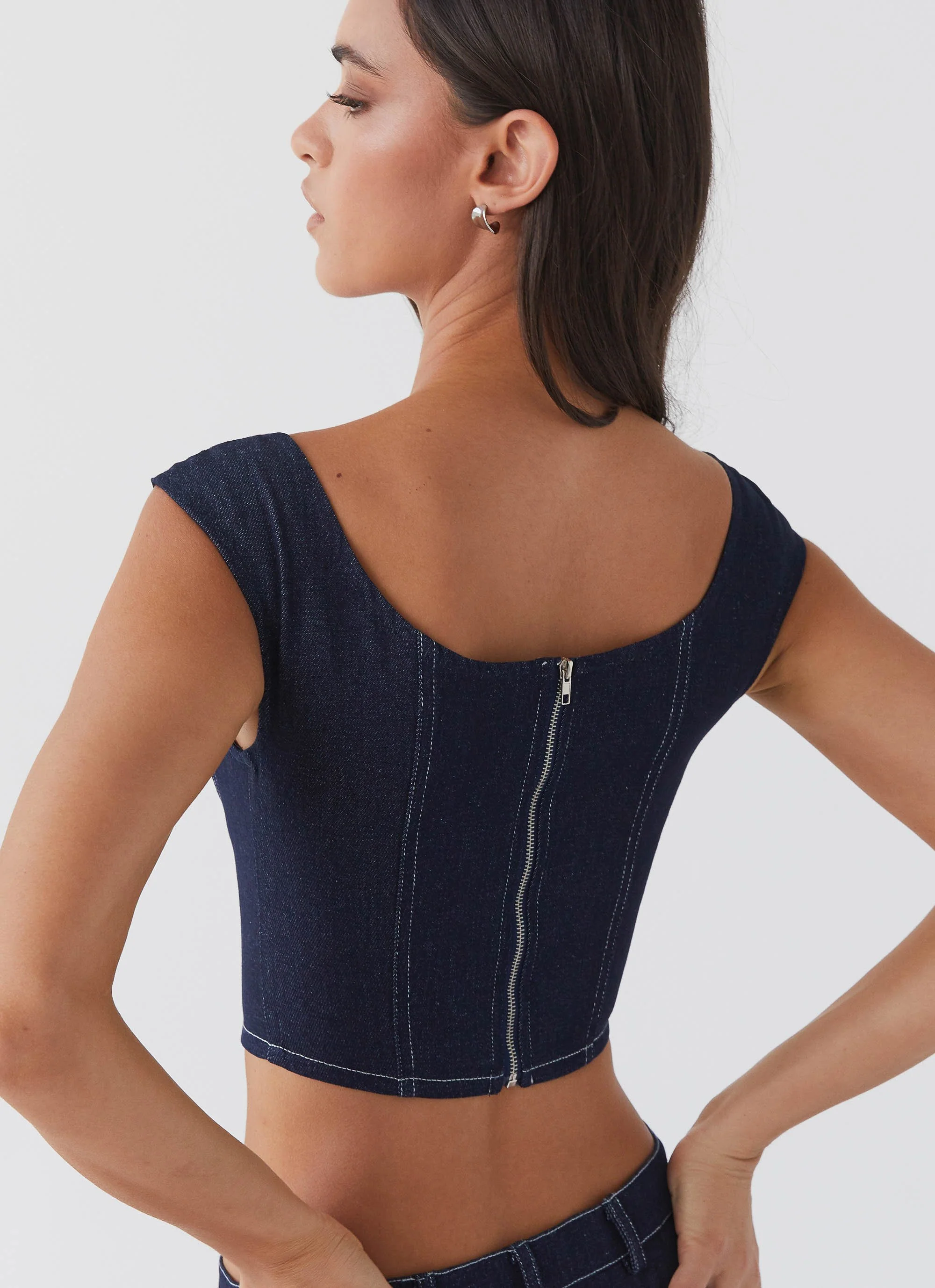 Isabella Denim Bustier Top - Indigo