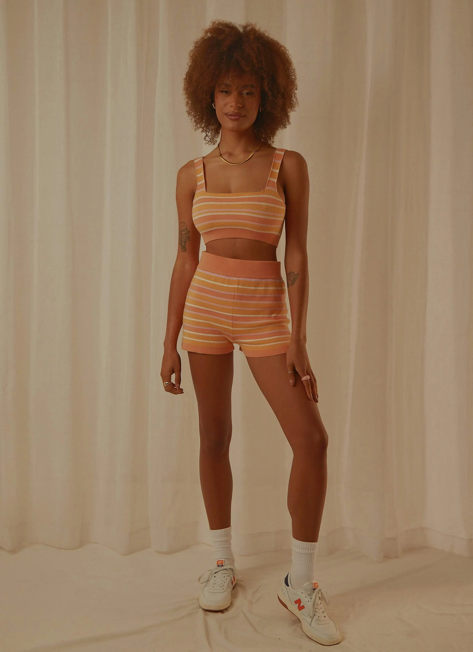 Love Train Knit Crop - Peach Multi Stripe