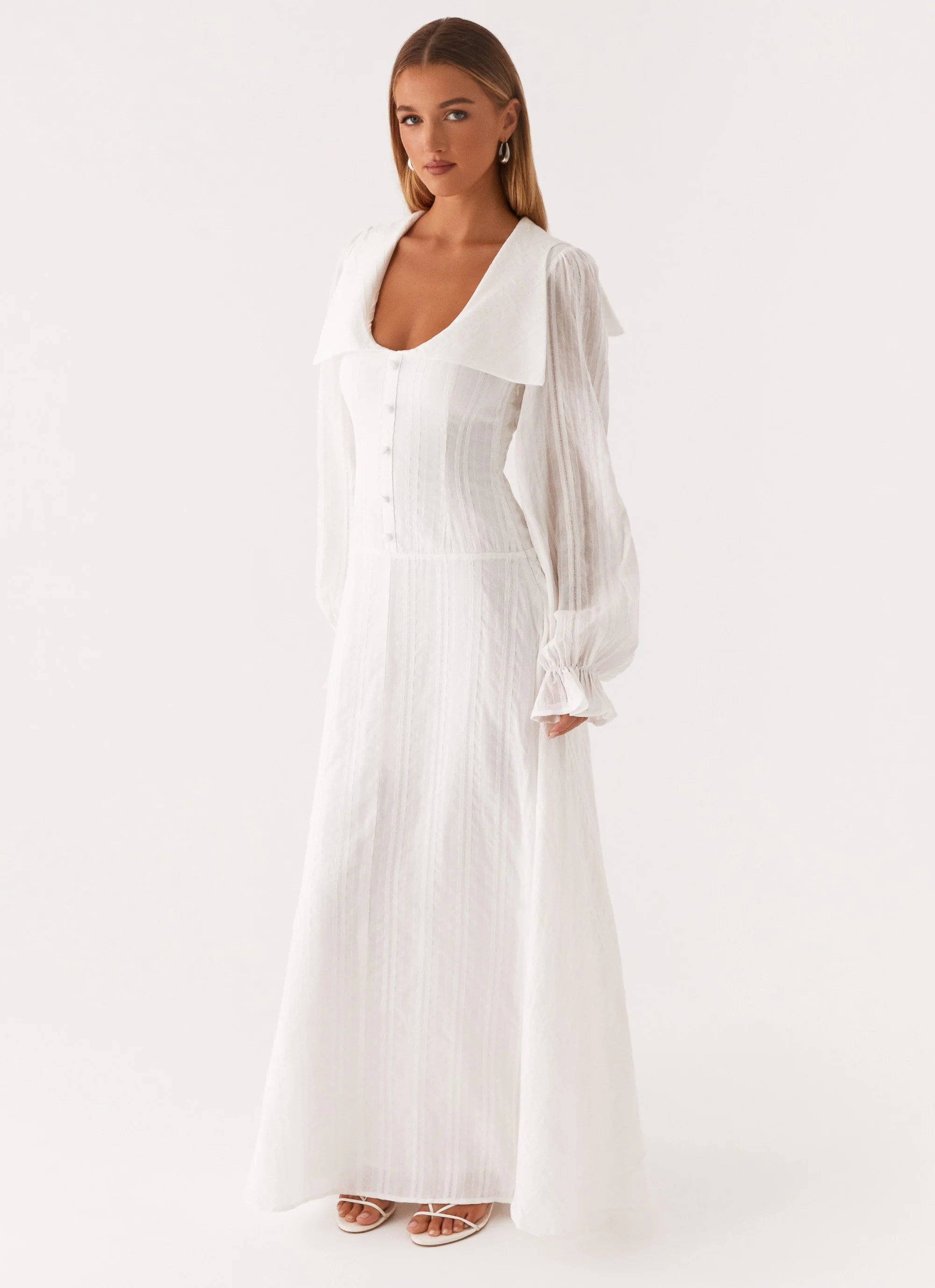 Alima Long Sleeve Maxi Dress - White