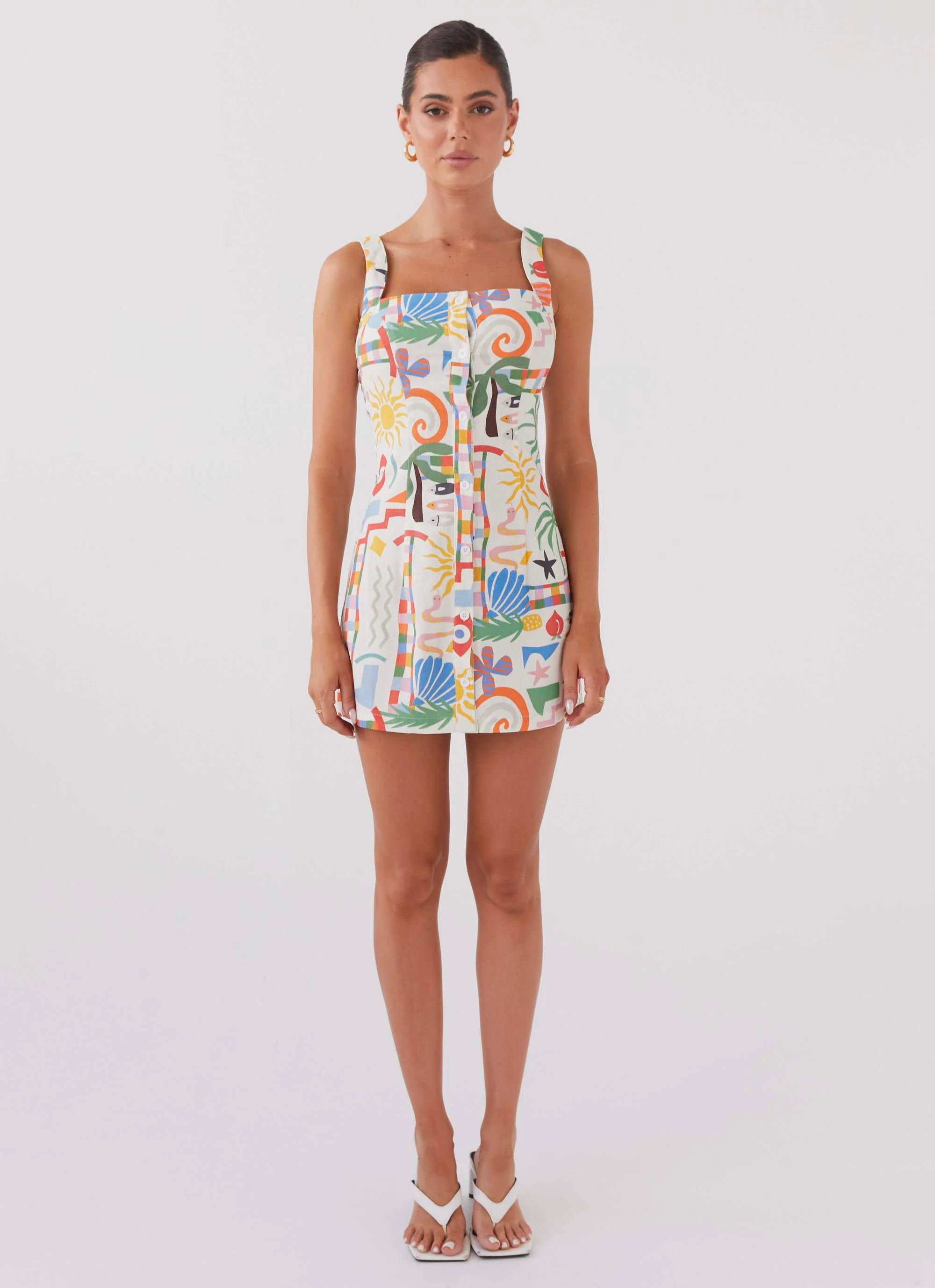 Tori Linen Mini Dress - Summer Palm