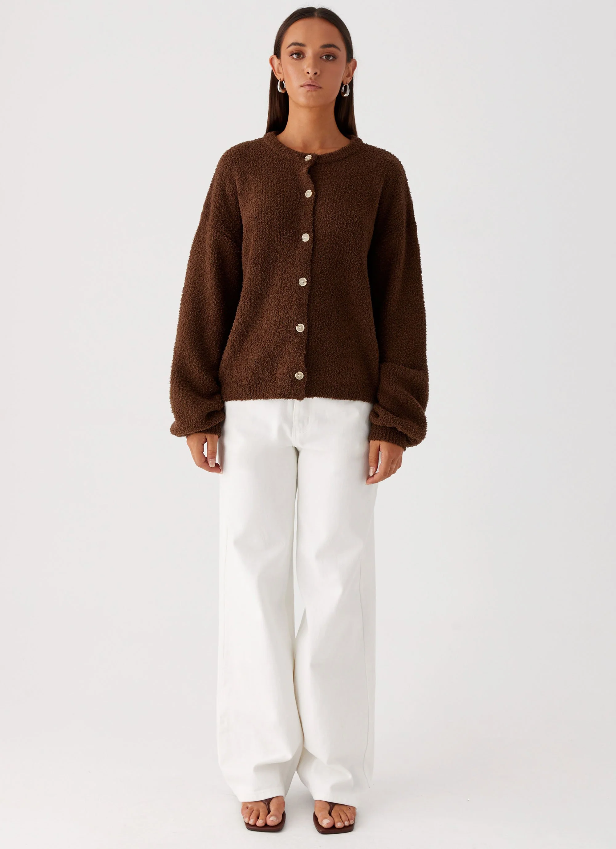 Gracie Oversized Knit Cardigan - Brown