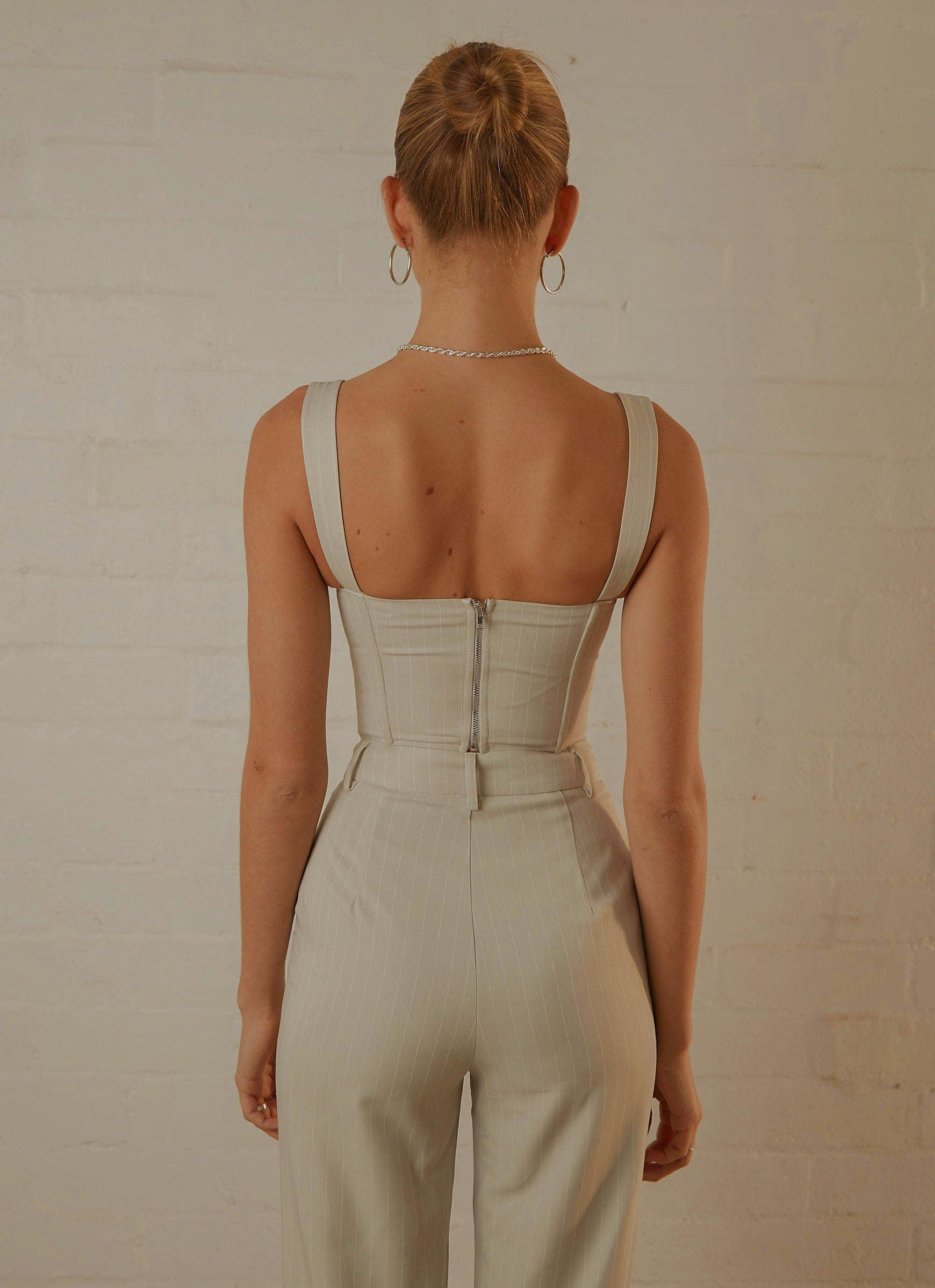 Mia Suit Bustier - Stone Pinstripe