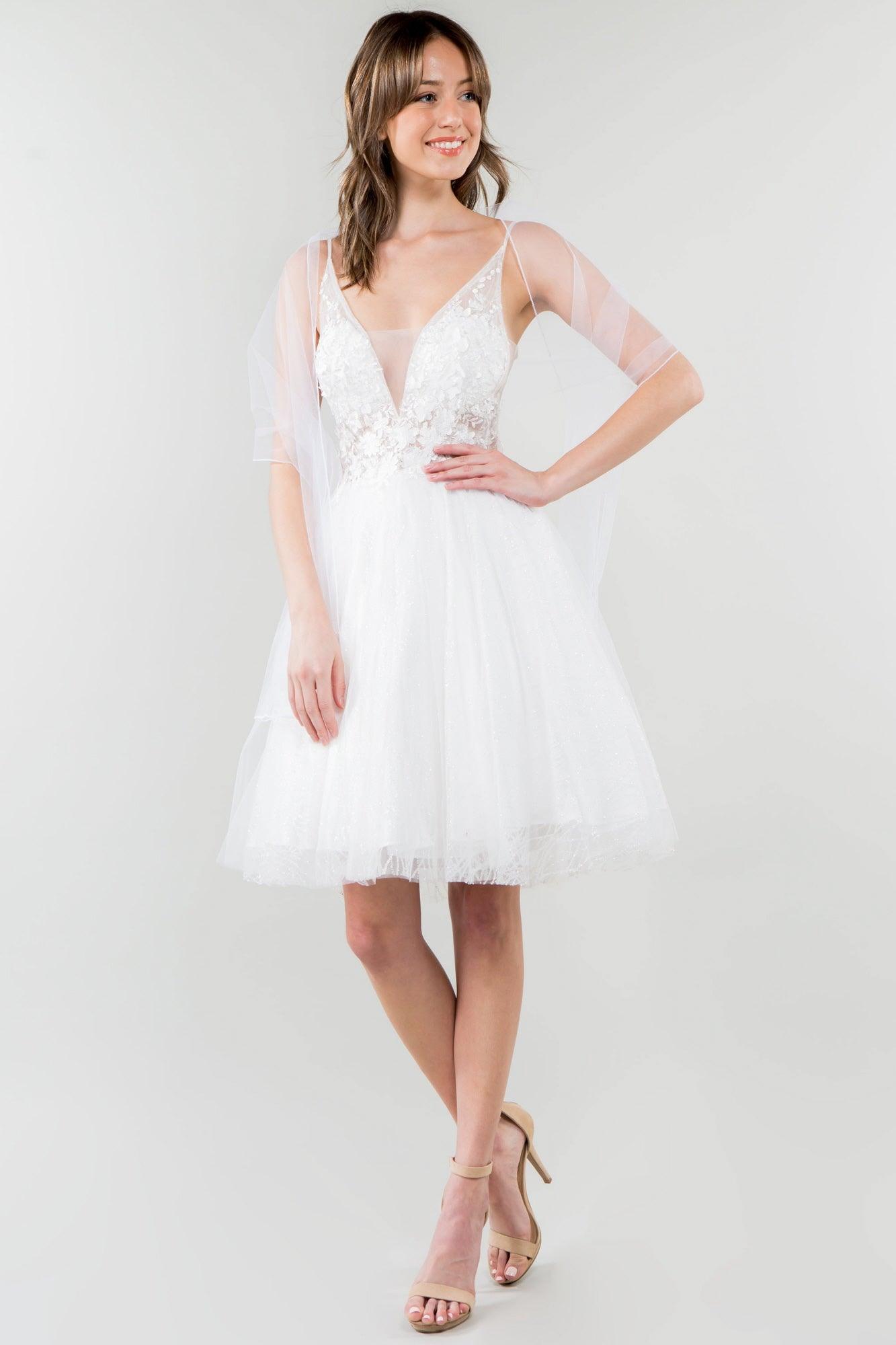 3D Floral Applique Short Homecoming Dress