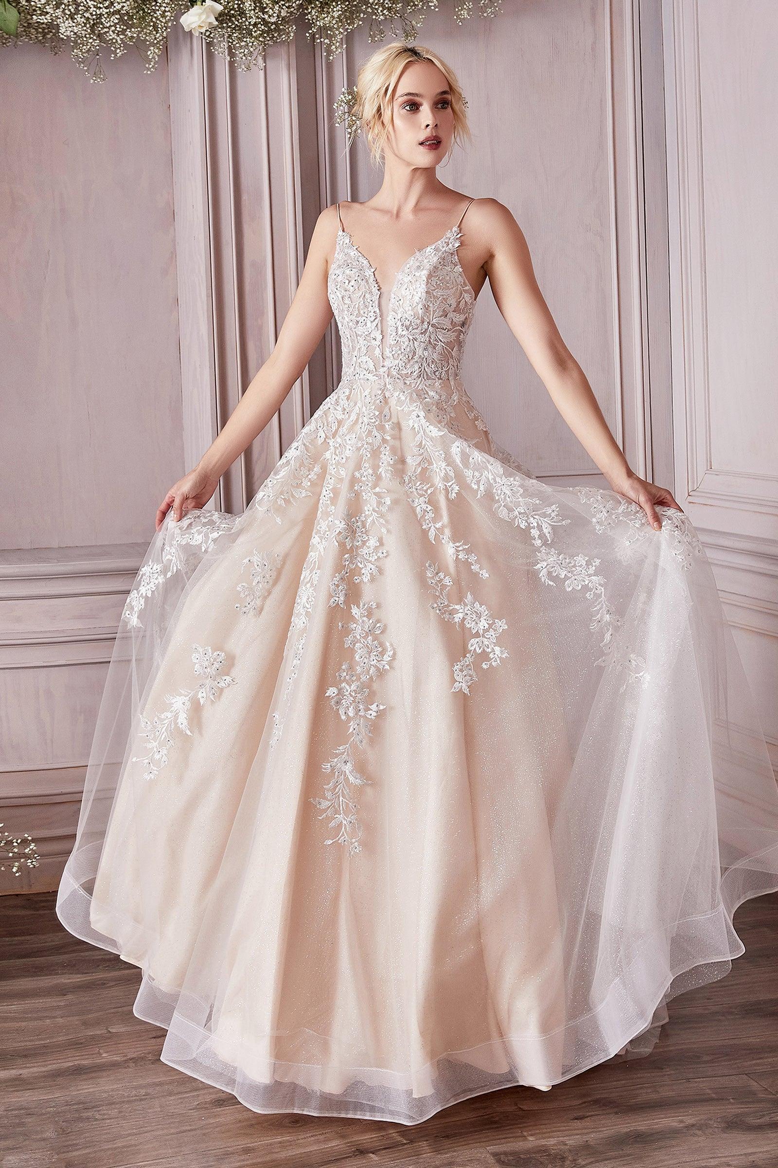 Cinderella Divine CM320 Spaghetti Strap Lace Applique Wedding Dress Sale