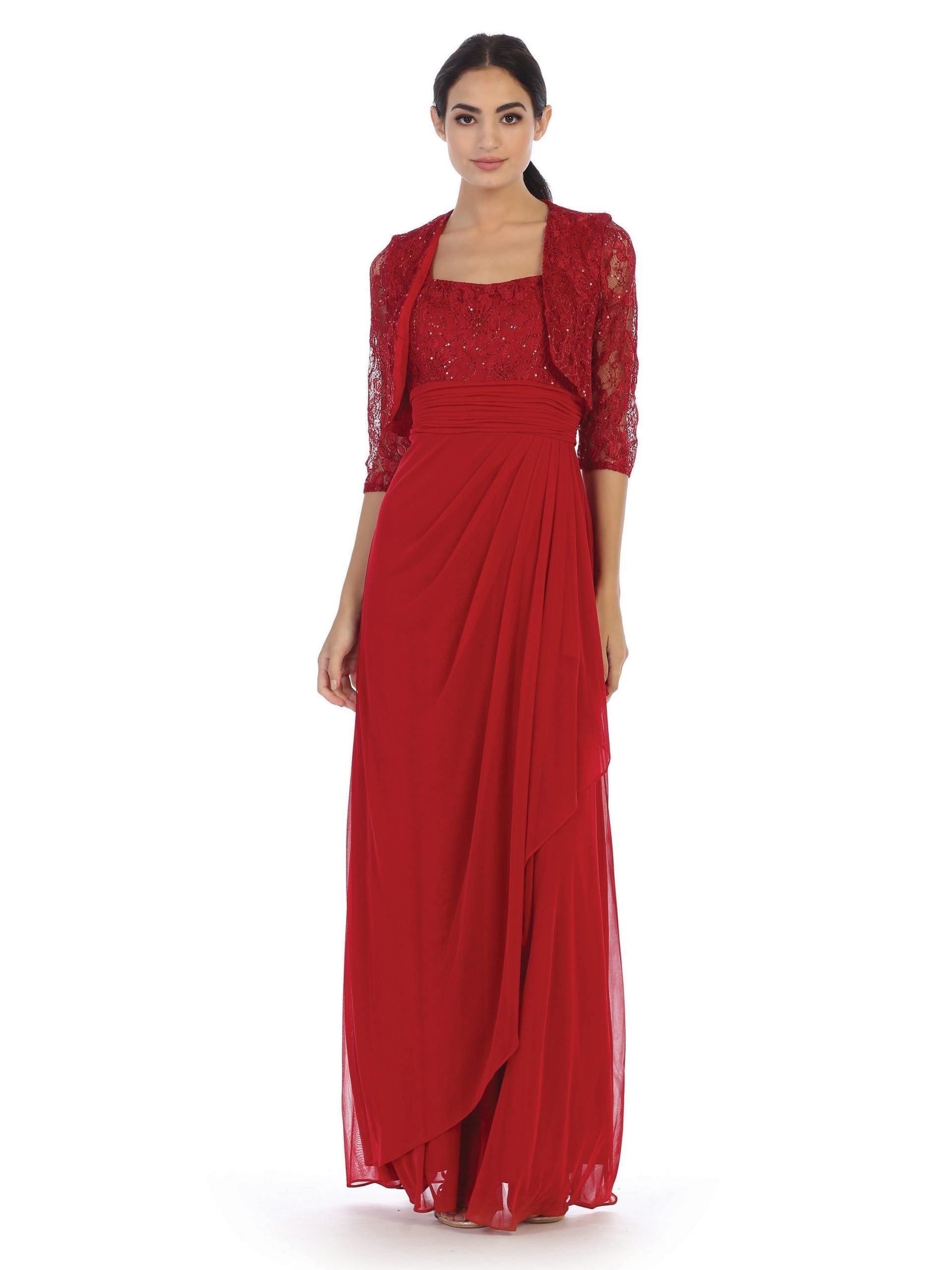 Long Mother of the Bride Lace Chiffon Jacket Dress