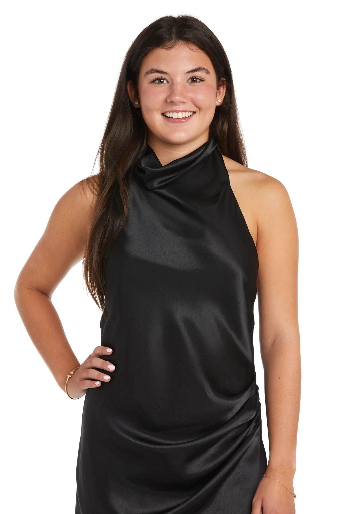 Morgan & Co 10023N Short Satin Homecoming Dress