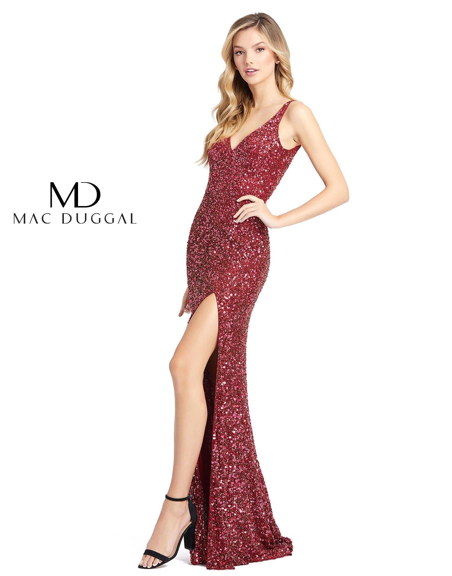 Mac Duggal 1068 Prom Long Sleeveless High Slit Gown