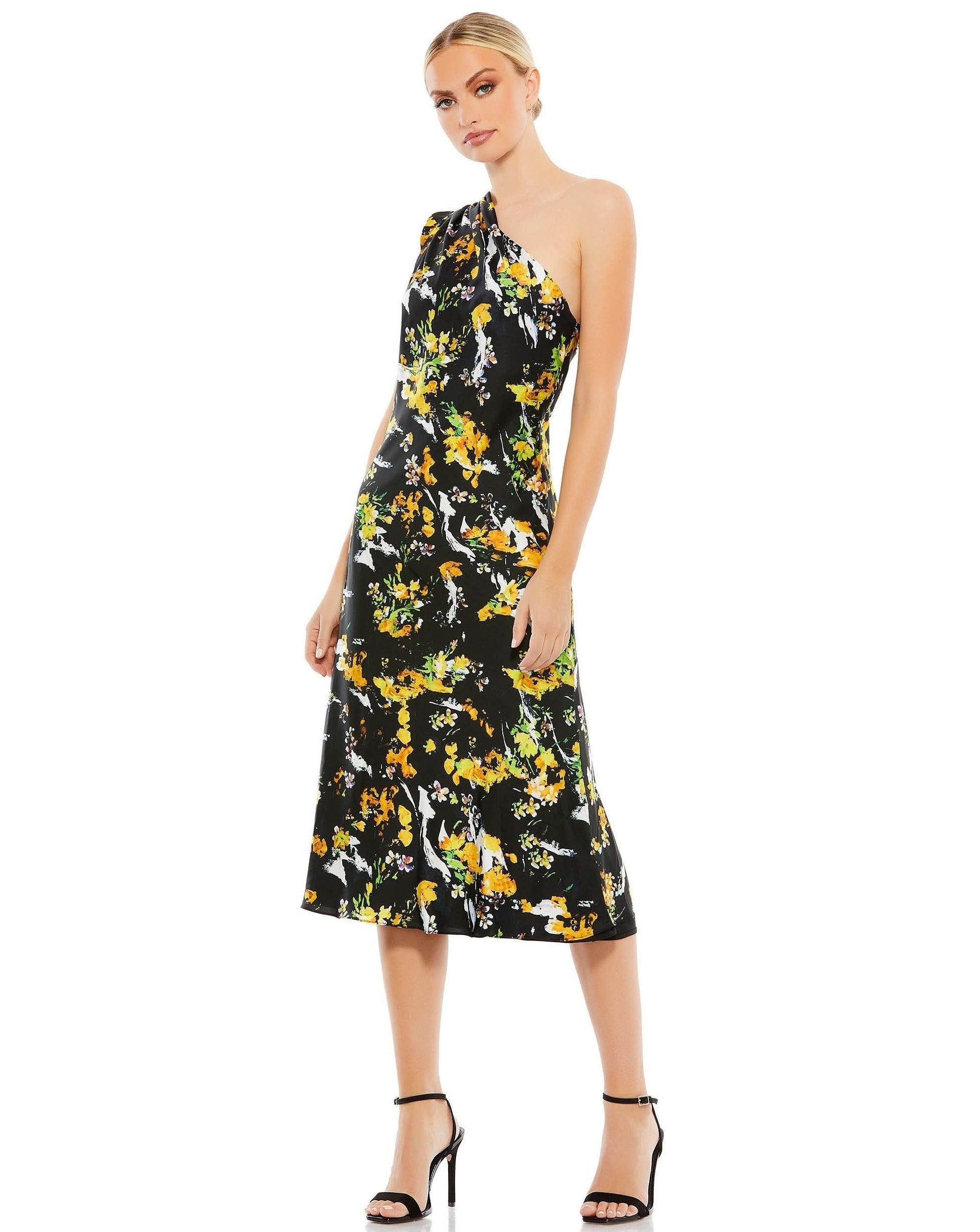 Mac Duggal 55630 Short One Shoulder Floral Dress