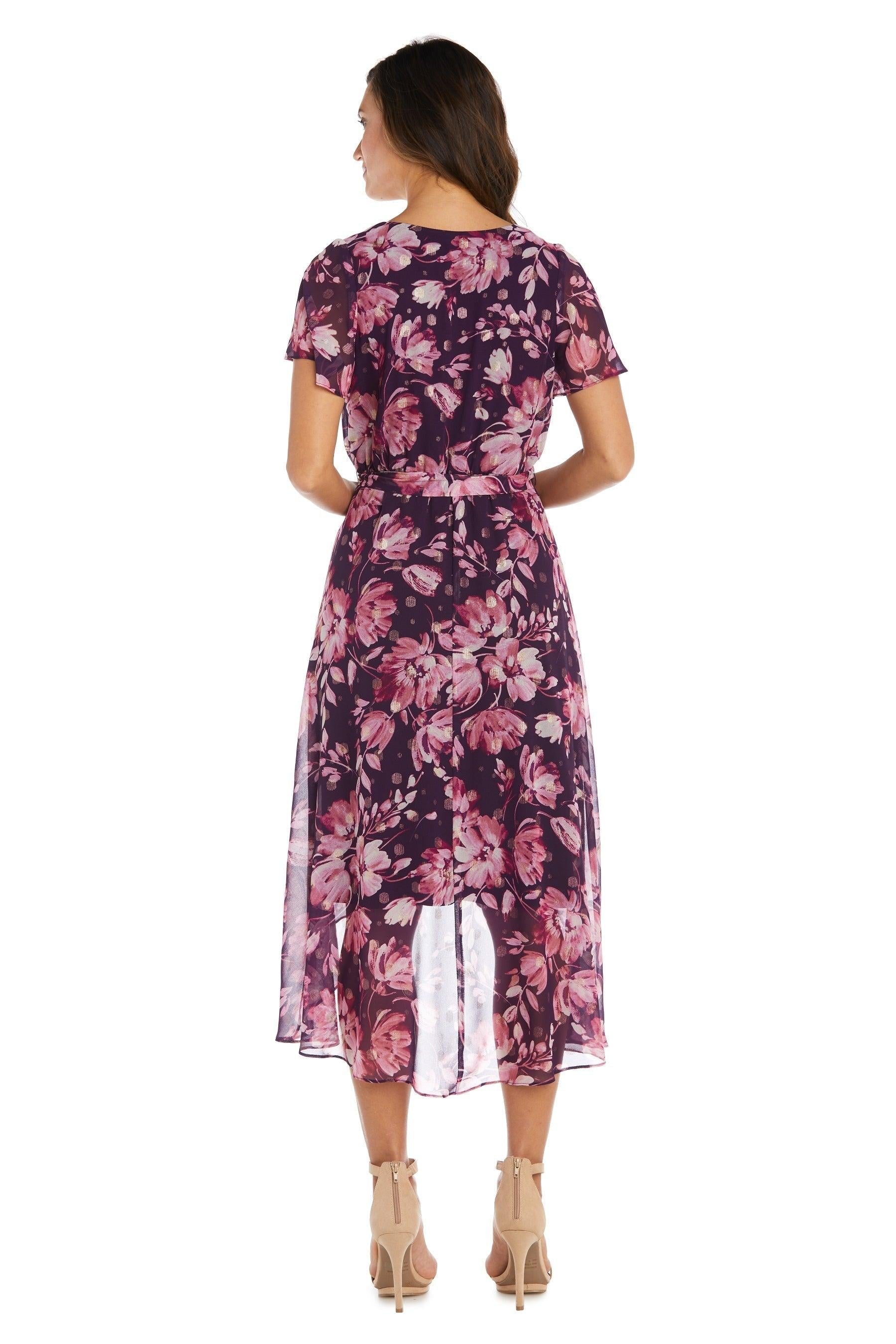 R&M Richards 9500 High Low Floral Chiffon Dress