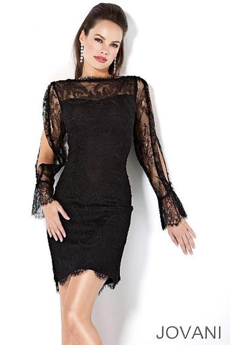 Jovani 171125 Lace Long Sleeve Short Cocktail Dress