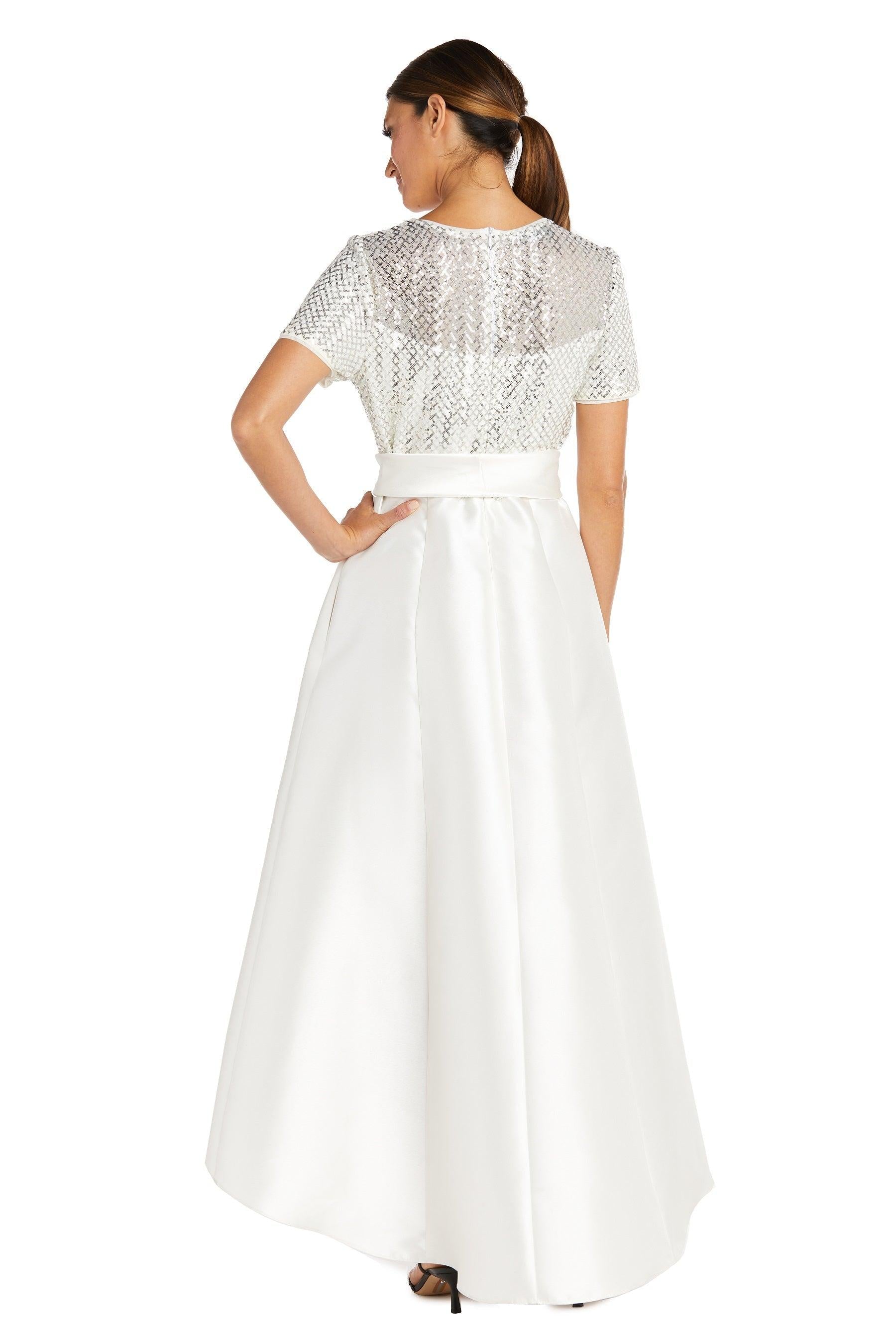 R&M Richards 9162 High Low Short Sleeve Formal Gown