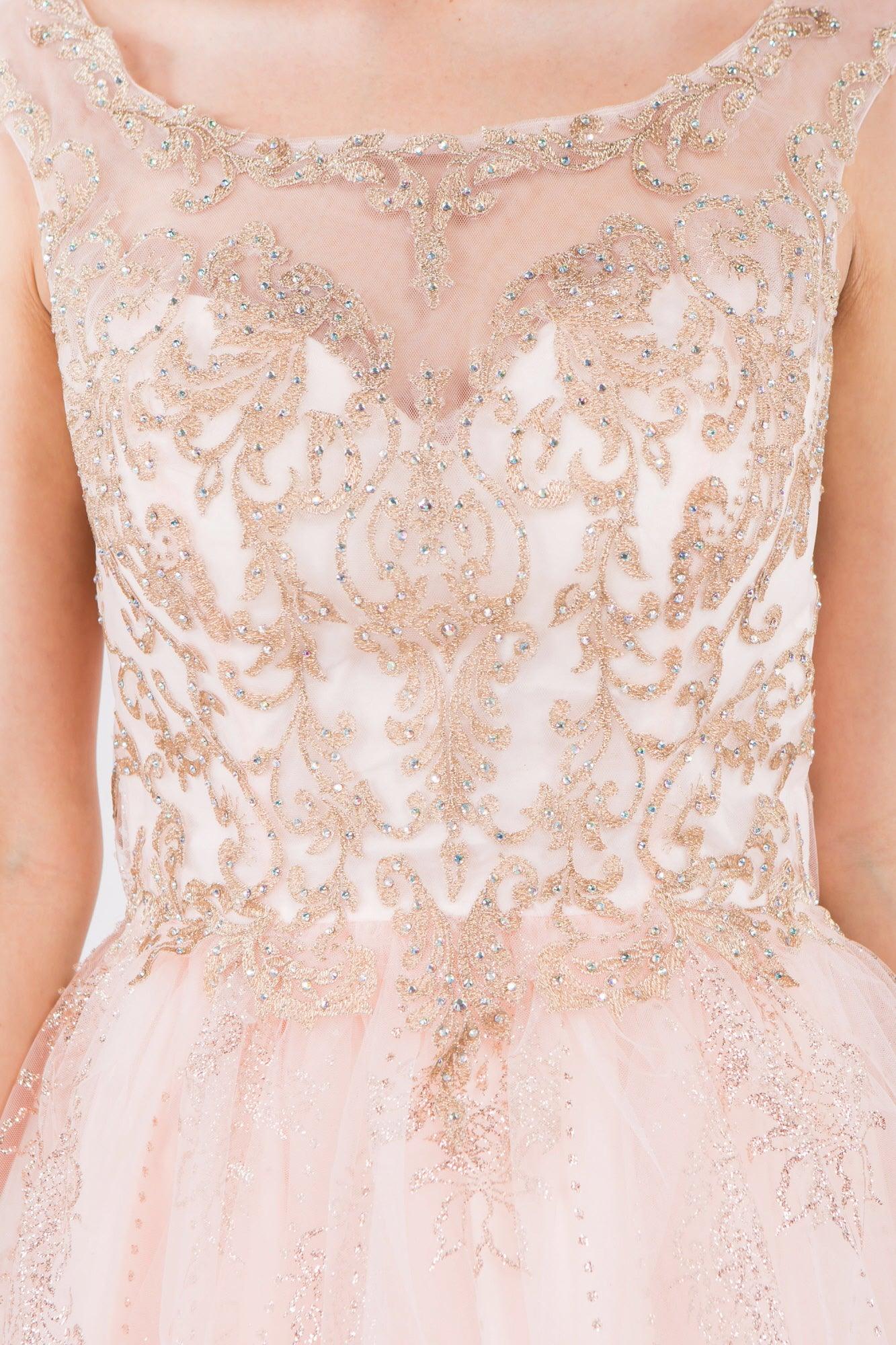 Sleeveless Glitter Short A Line Dress