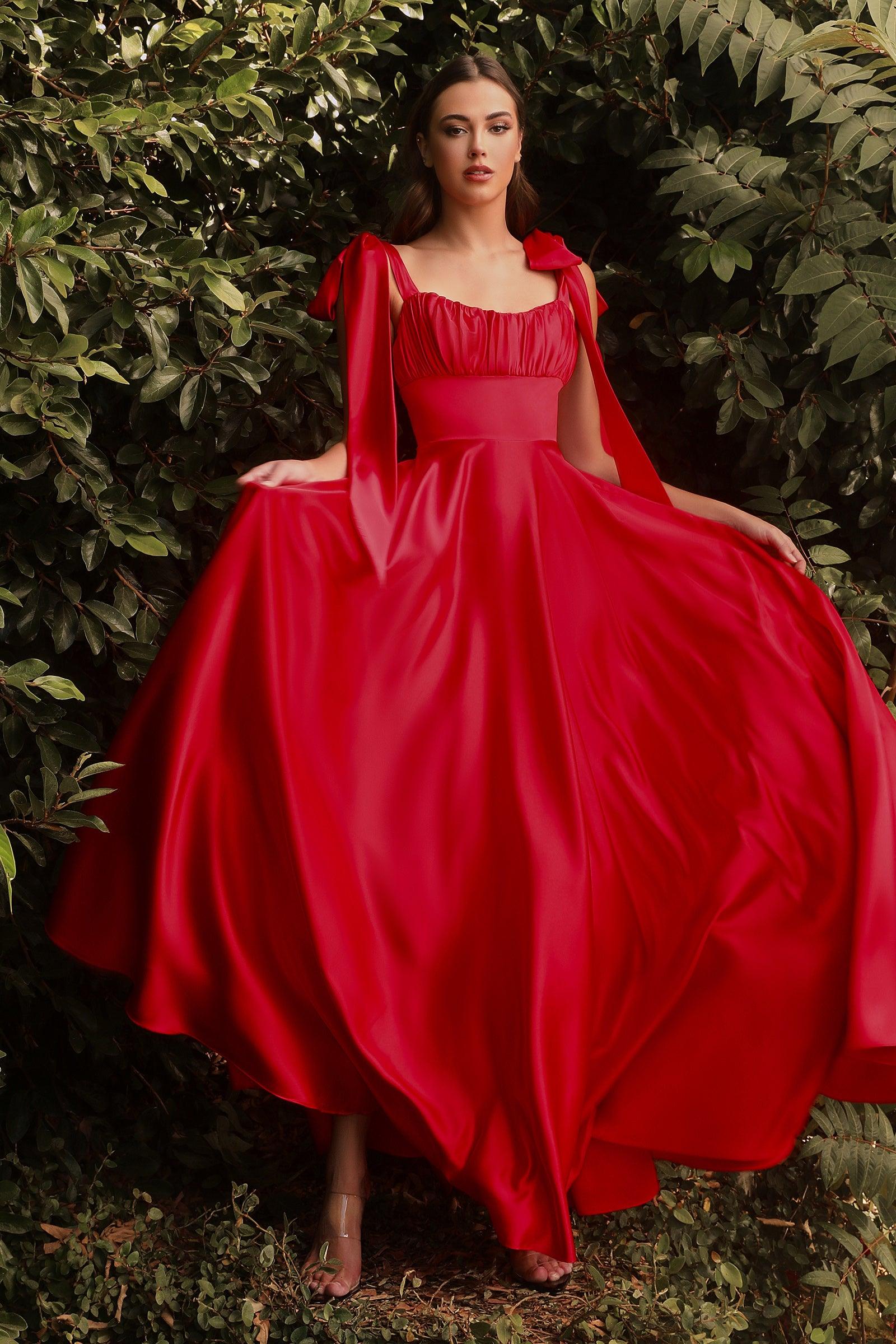 Cinderella Divine 7490 Sleeveless A Line Satin Prom Dress