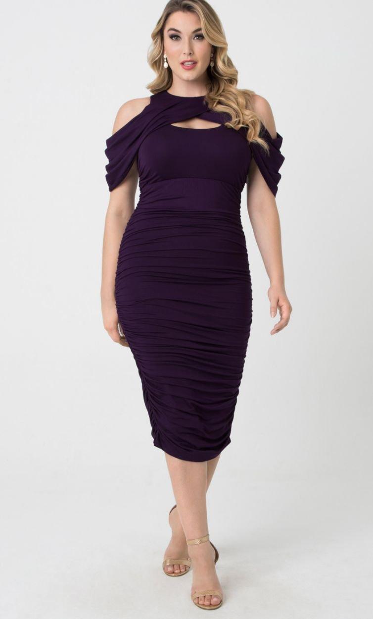 Kiyonna Short Ruched Dress Off Shoulder Formal Sale