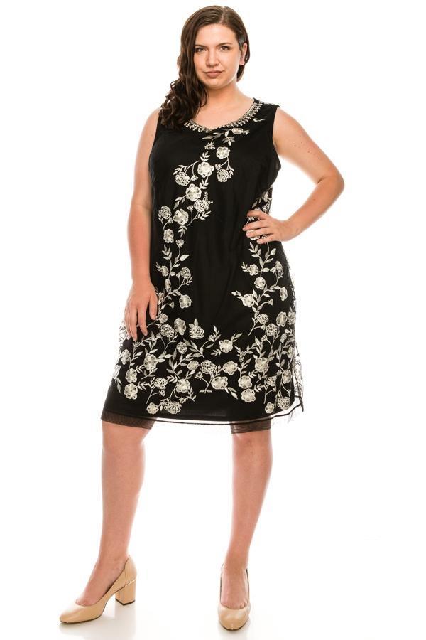 SD Collection Short Floral Beaded Dress