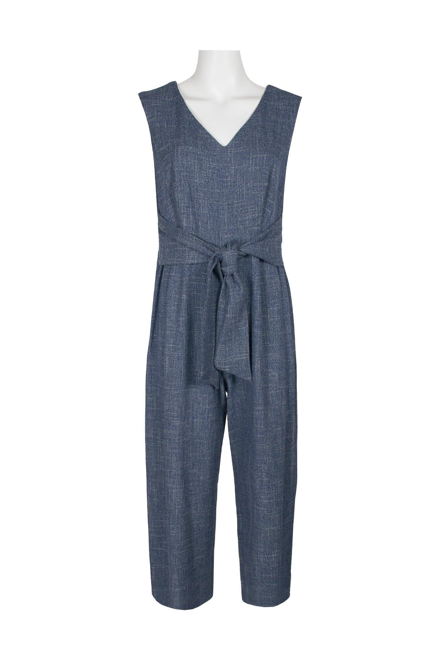 Connected Apparel Sleeveless Tie Waist Jumpsuit