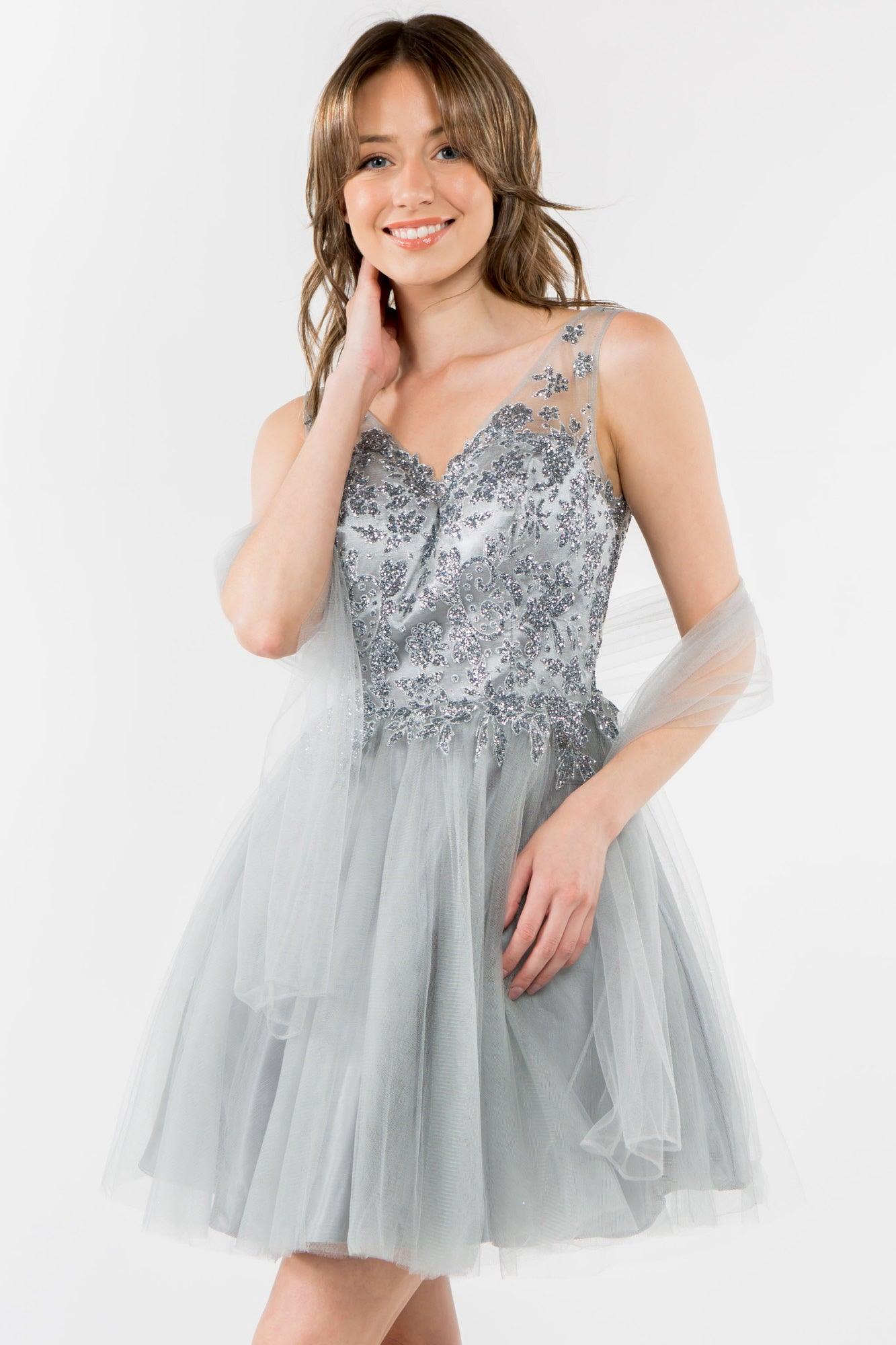 Glitter A Line Short Homecoming Dress