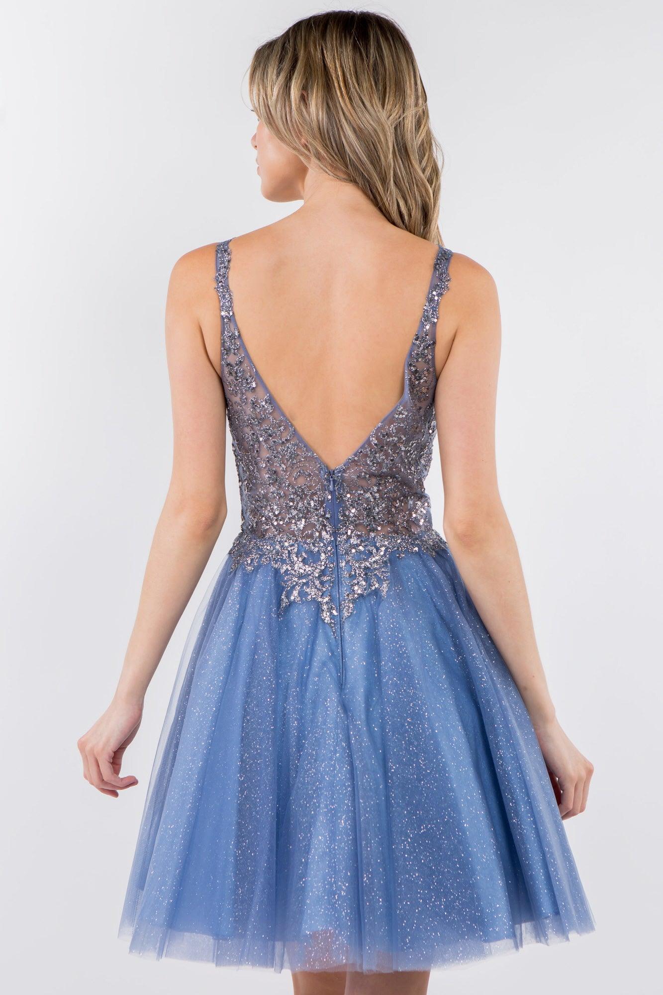 Sheer Bodice Short Homecoming Dress