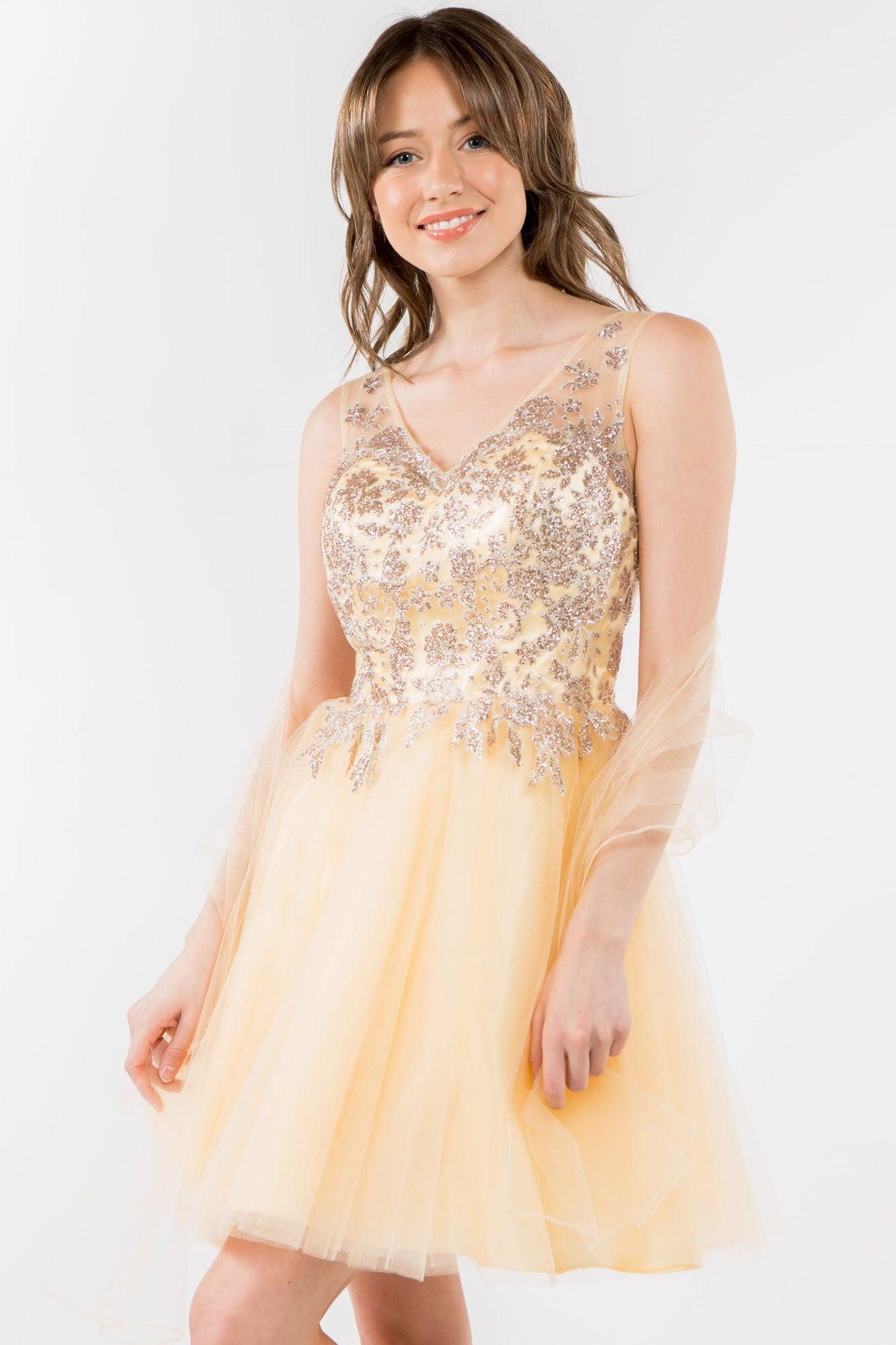Glitter A Line Short Homecoming Dress