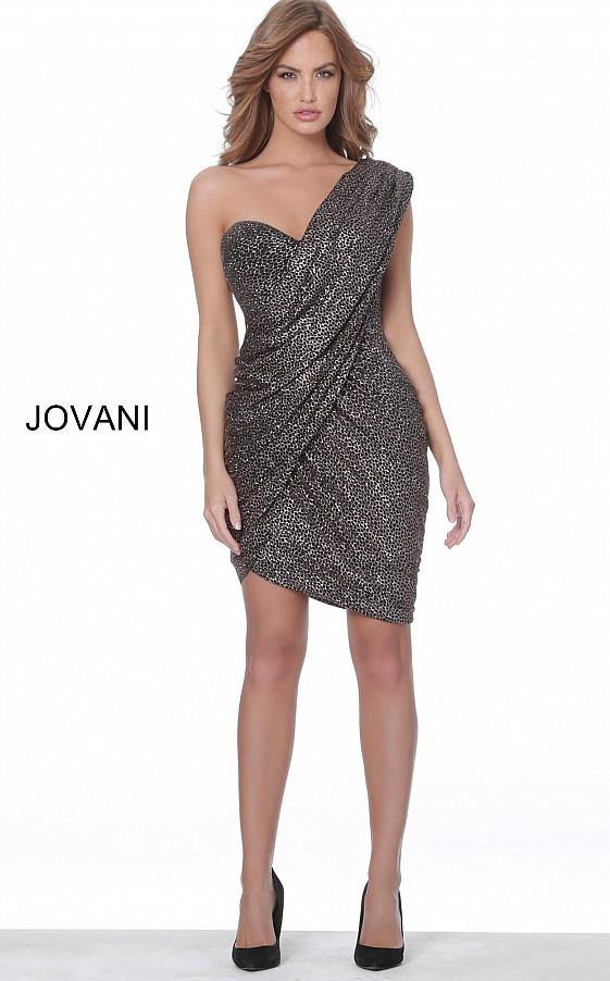 Jovani 04922 Short One Shoulder Metallic Dress