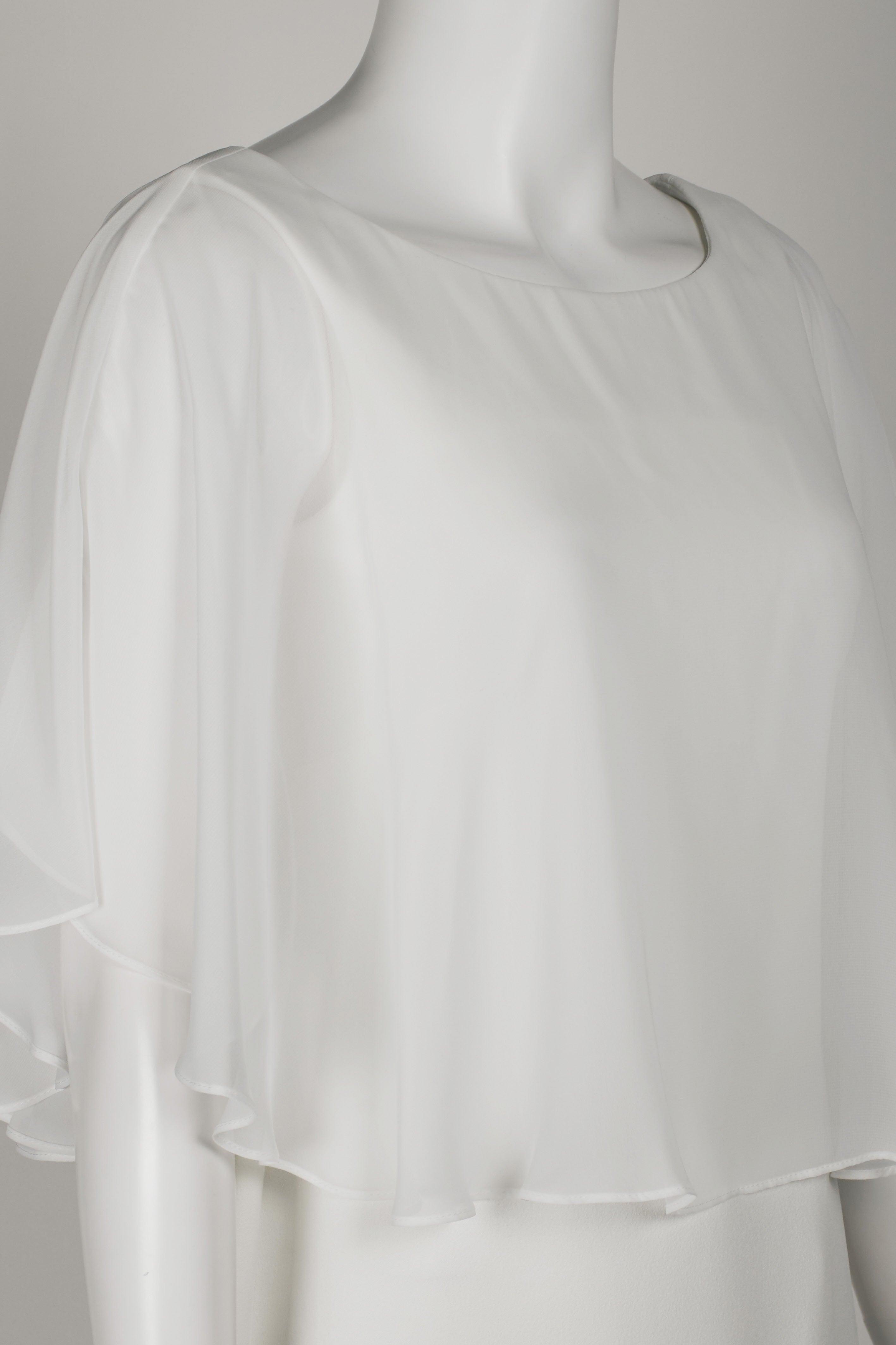 Connected Apparel Short Cape Sleeve Chiffon Dress