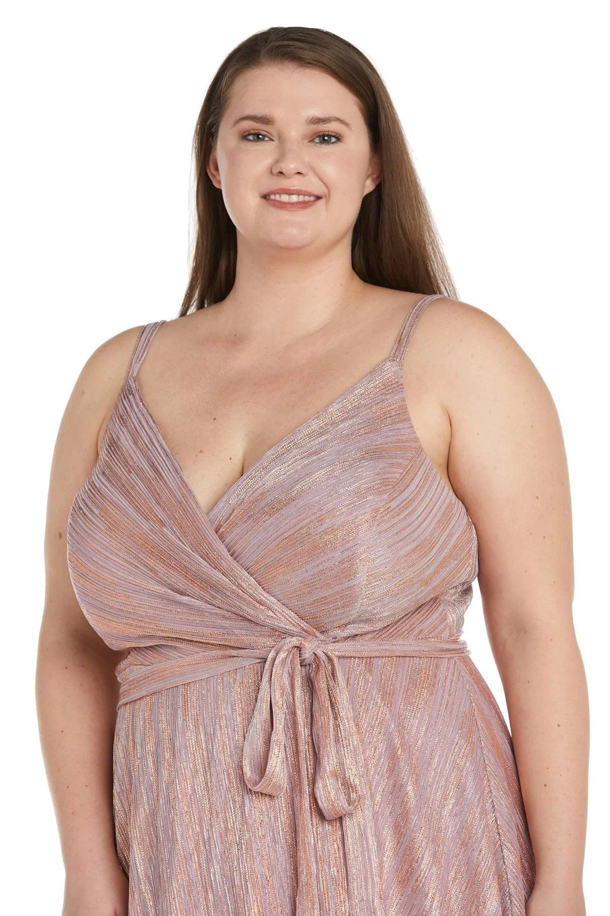 Nightway22136W Plus Size Formal Metallic Gown