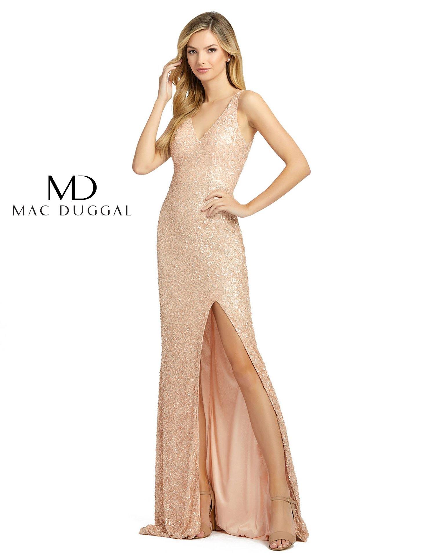 Mac Duggal 1068 Prom Long Sleeveless High Slit Gown