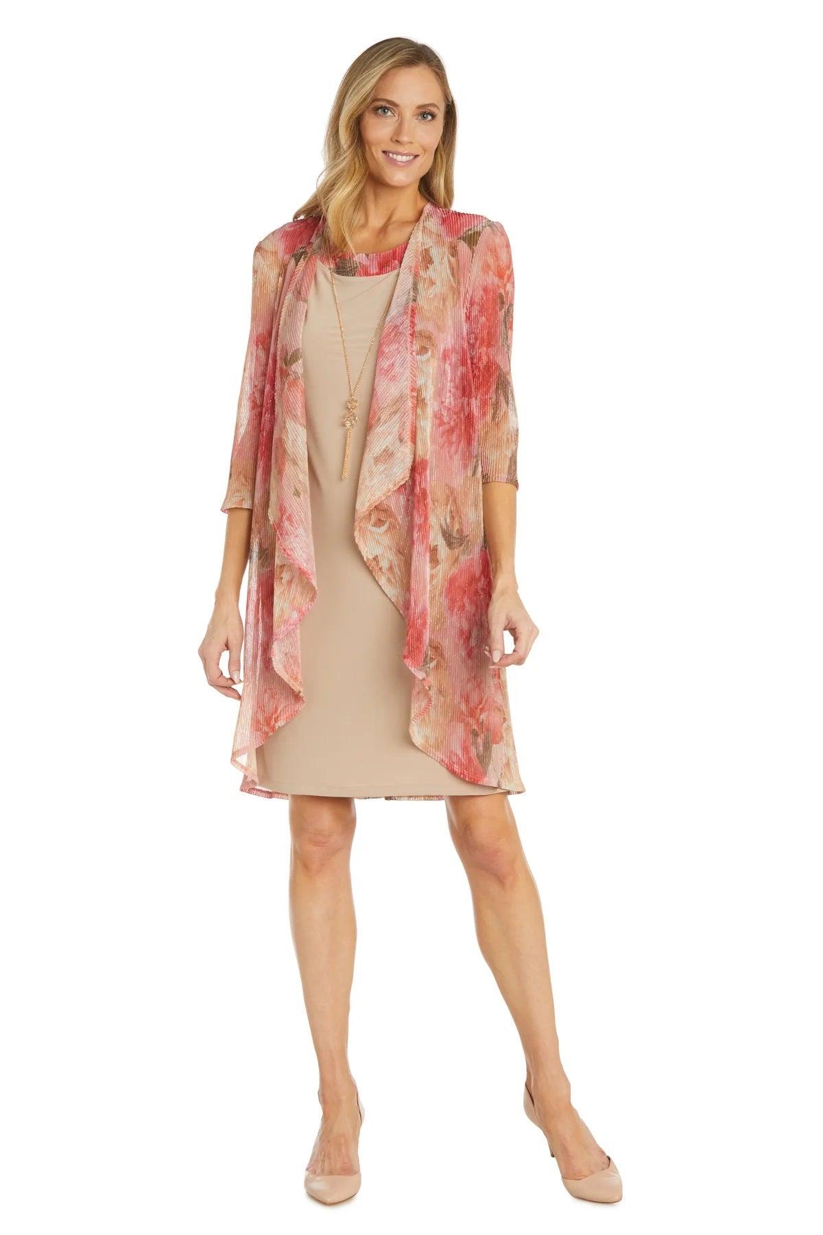 R&M Richards 1097 Short Printed Metallic Jacket Dress